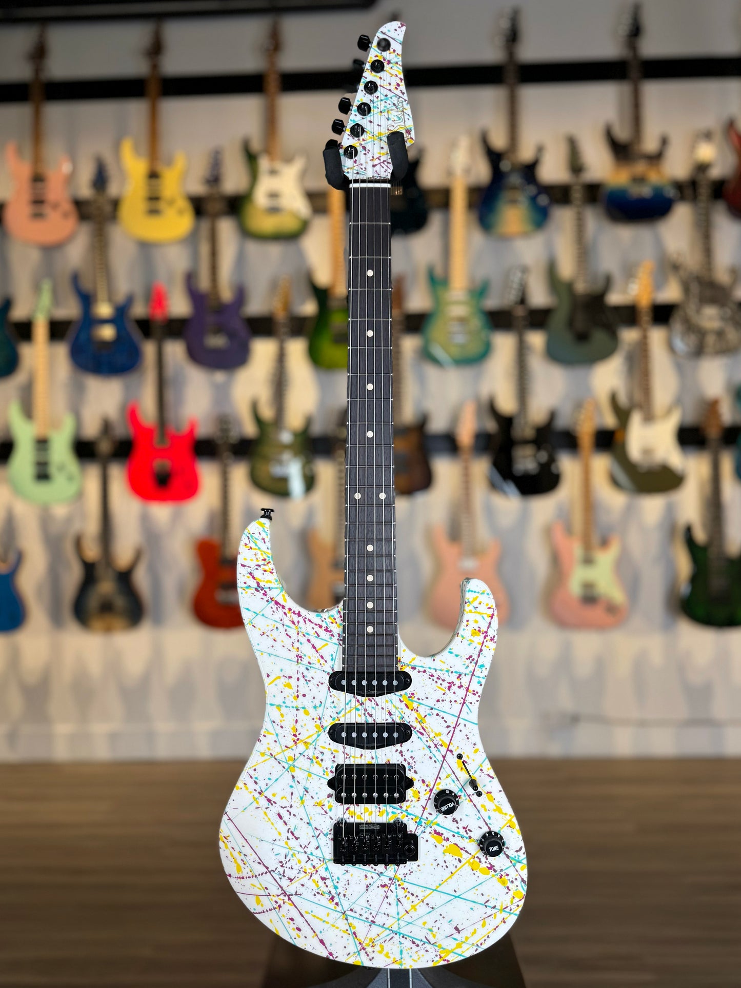 Suhr Modern Custom | White Purple Turquoise Yellow "Jawbreaker" Splatter
