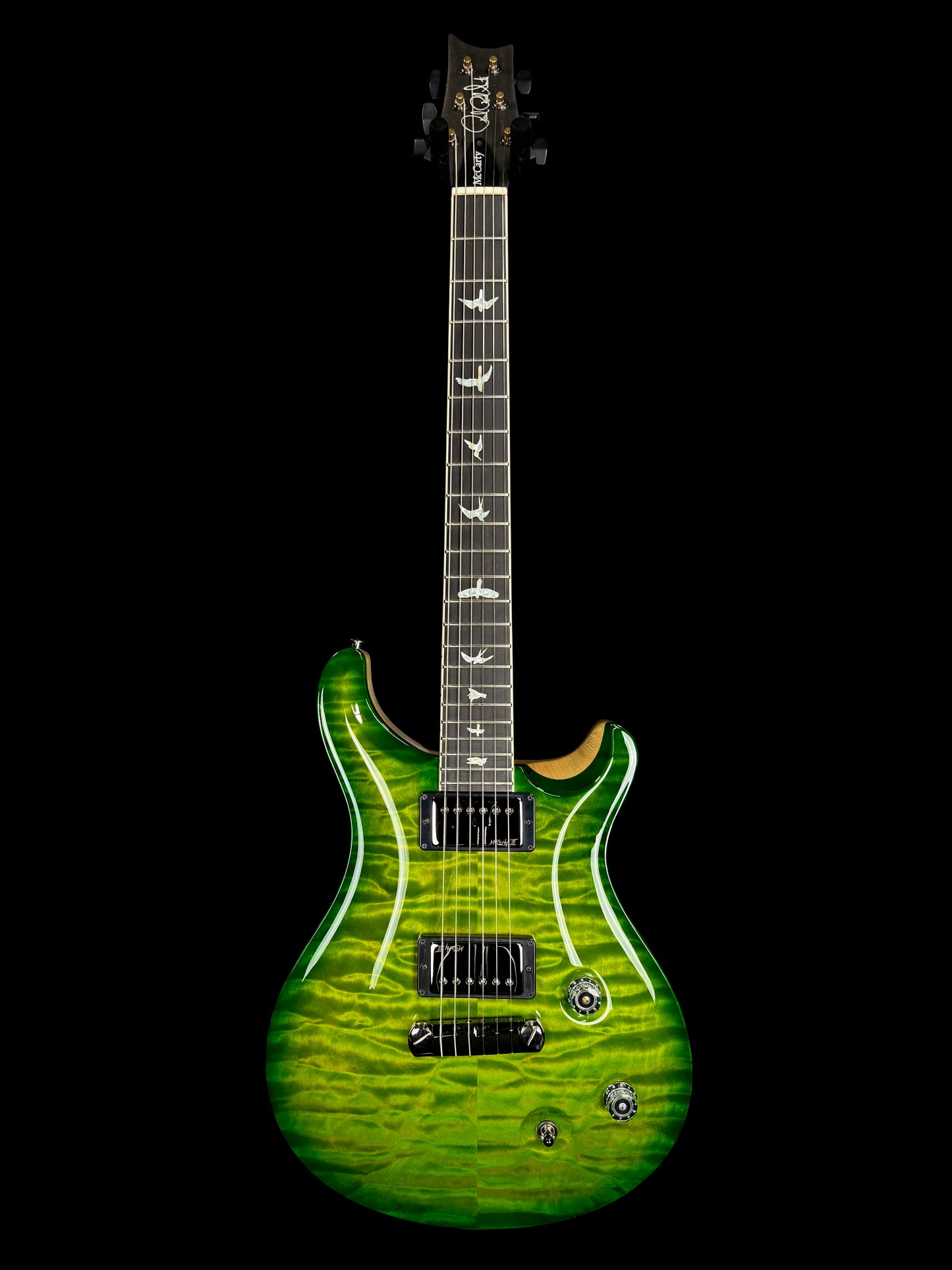 PRS McCarty "10 Top" Wood Library Quilt | Eriza Verde Smokeburst Natural Back