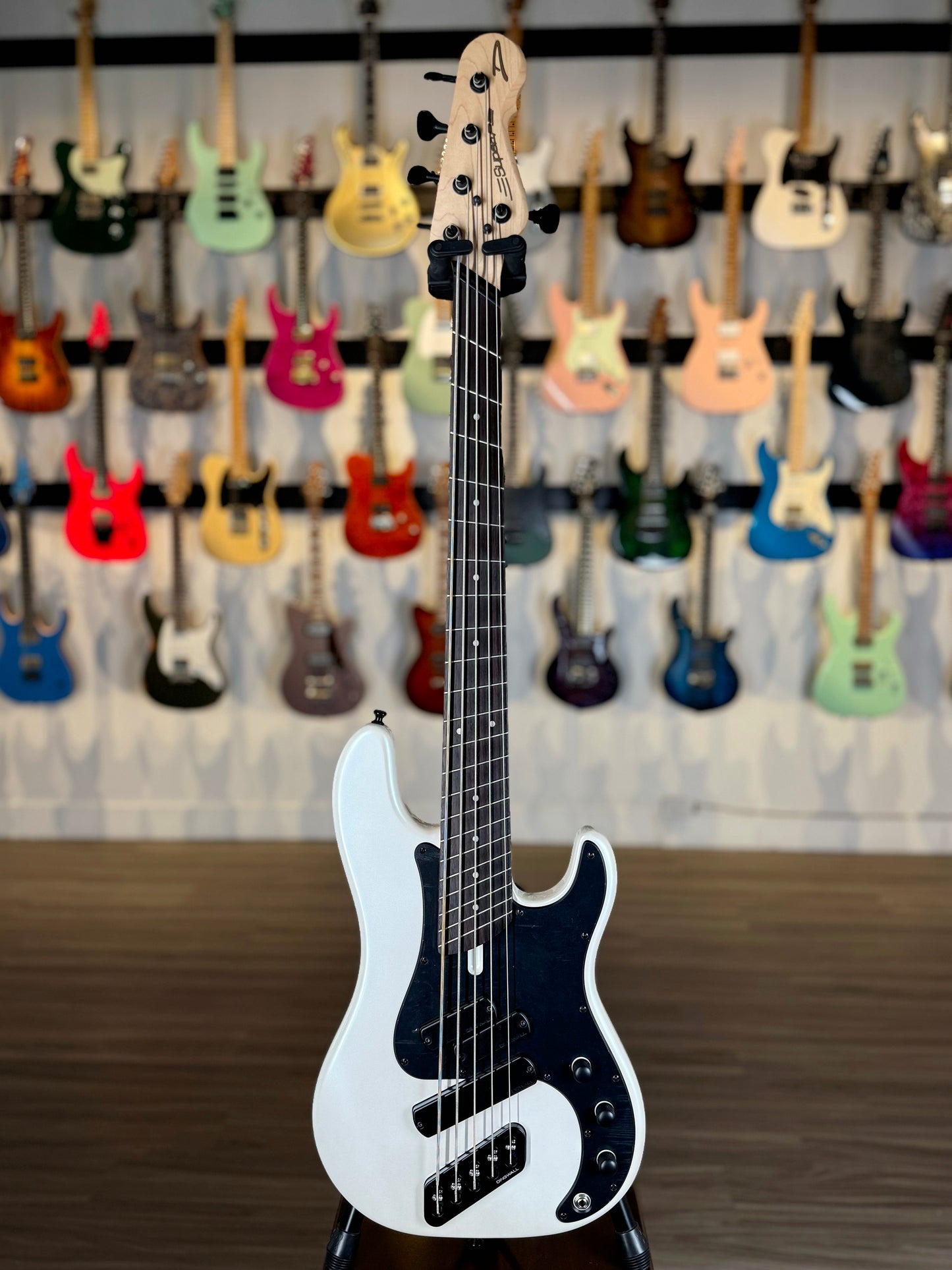 Dingwall Guitars SP1 5 String | Gloss Ducati Pearl White with Black Pickguard