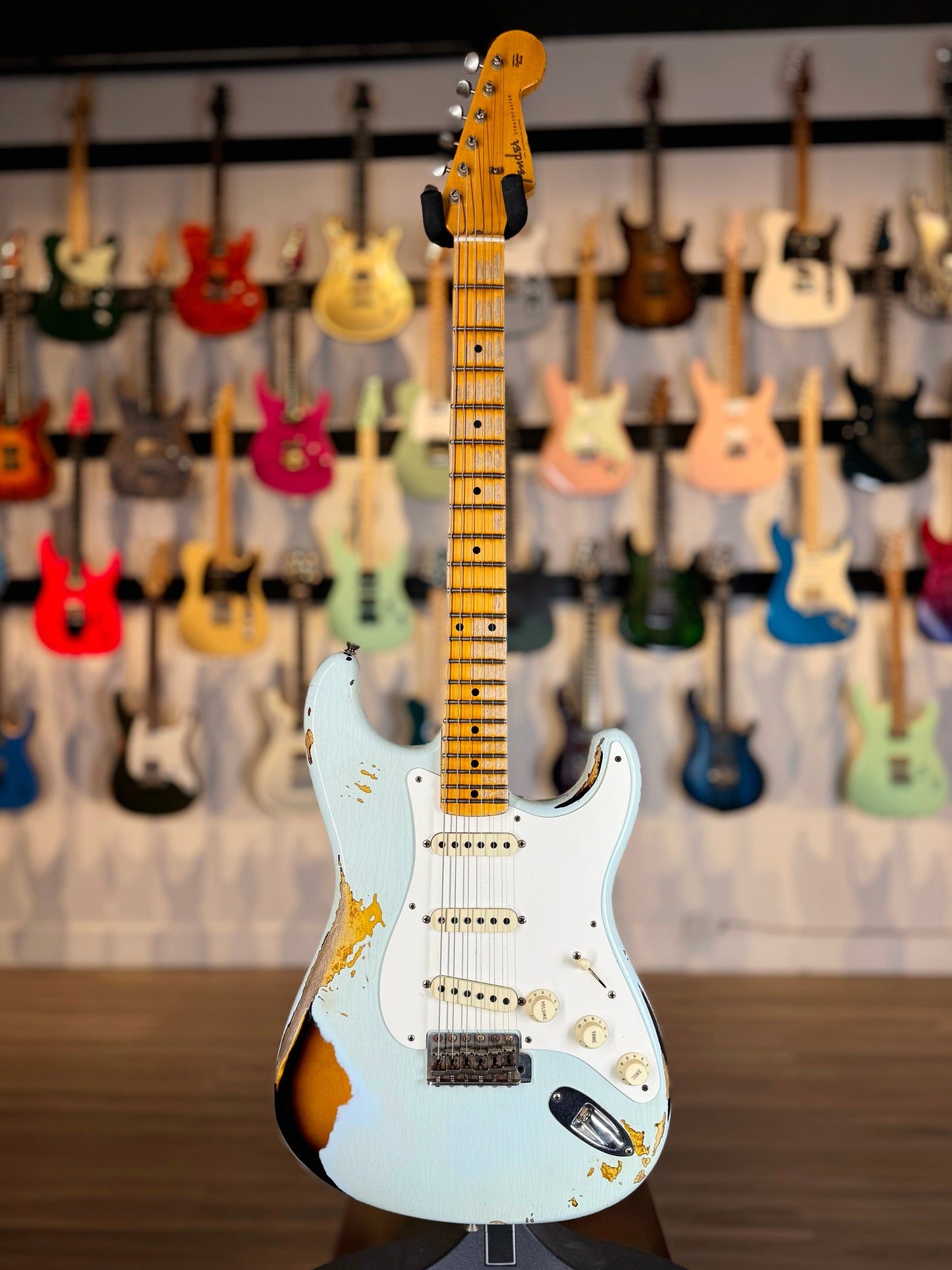 Fender Custom Shop Stratocaster '58 NAMM Limited Edition | Super Faded Aged Sonic Blue Over 2 Color Sunburst