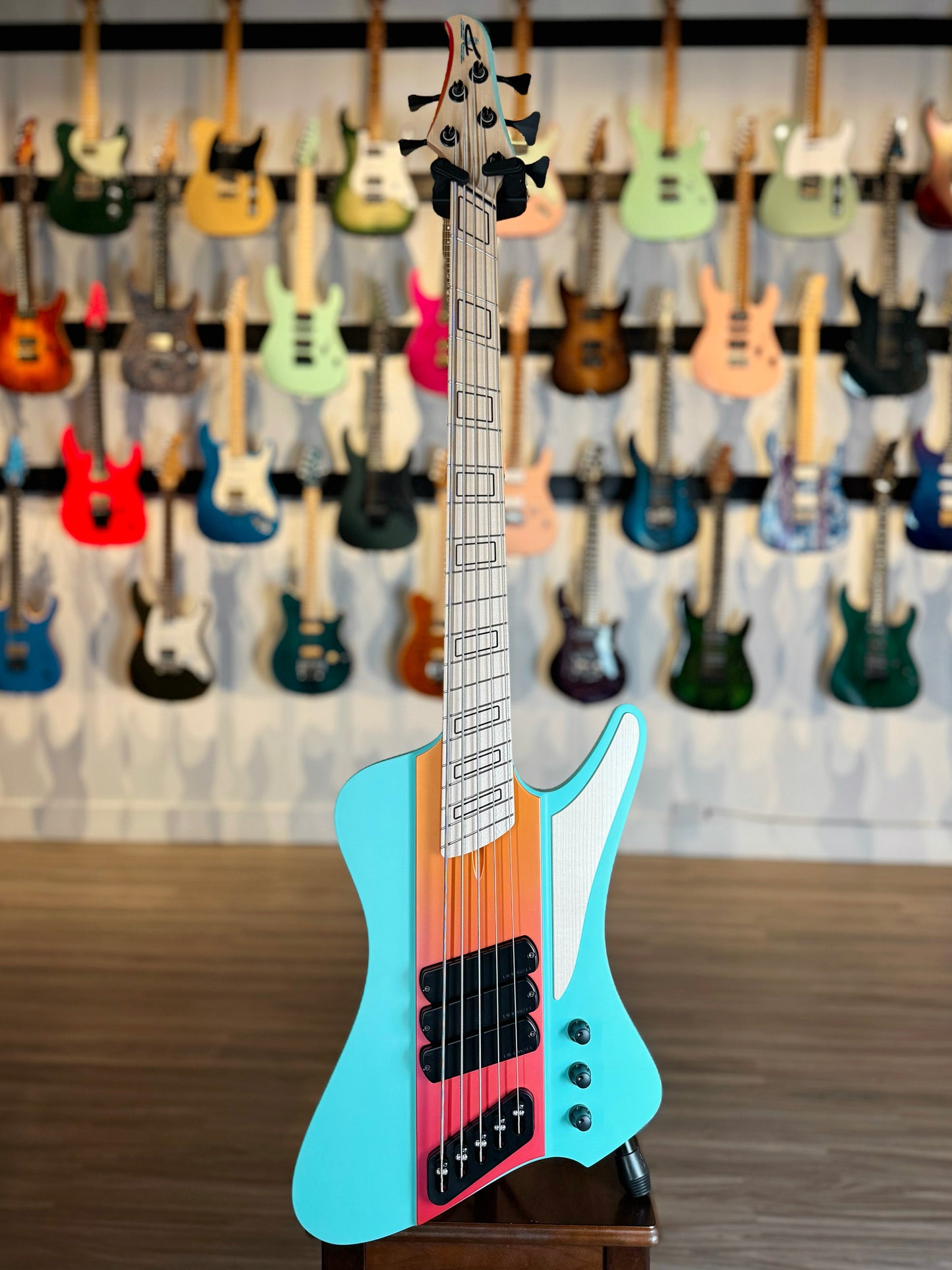 Dingwall Guitars D-Roc Custom 5 String | Pastel Blue/Pink to Orange Fade