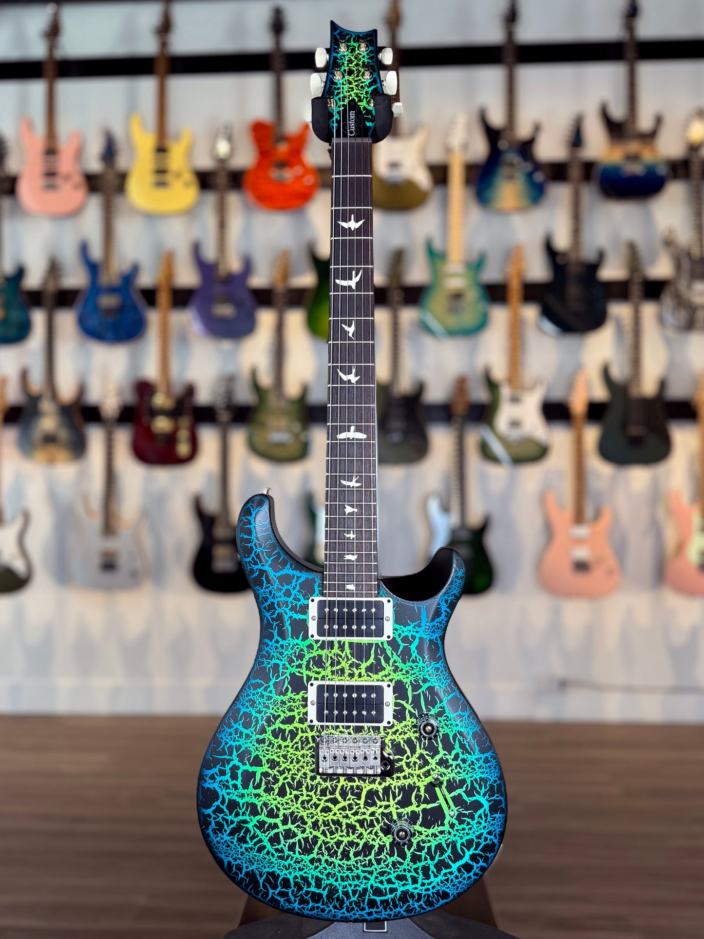 PRS S2 Custom 24 Sprayer's Choice | Neon Green/Blue Crackle Burst
