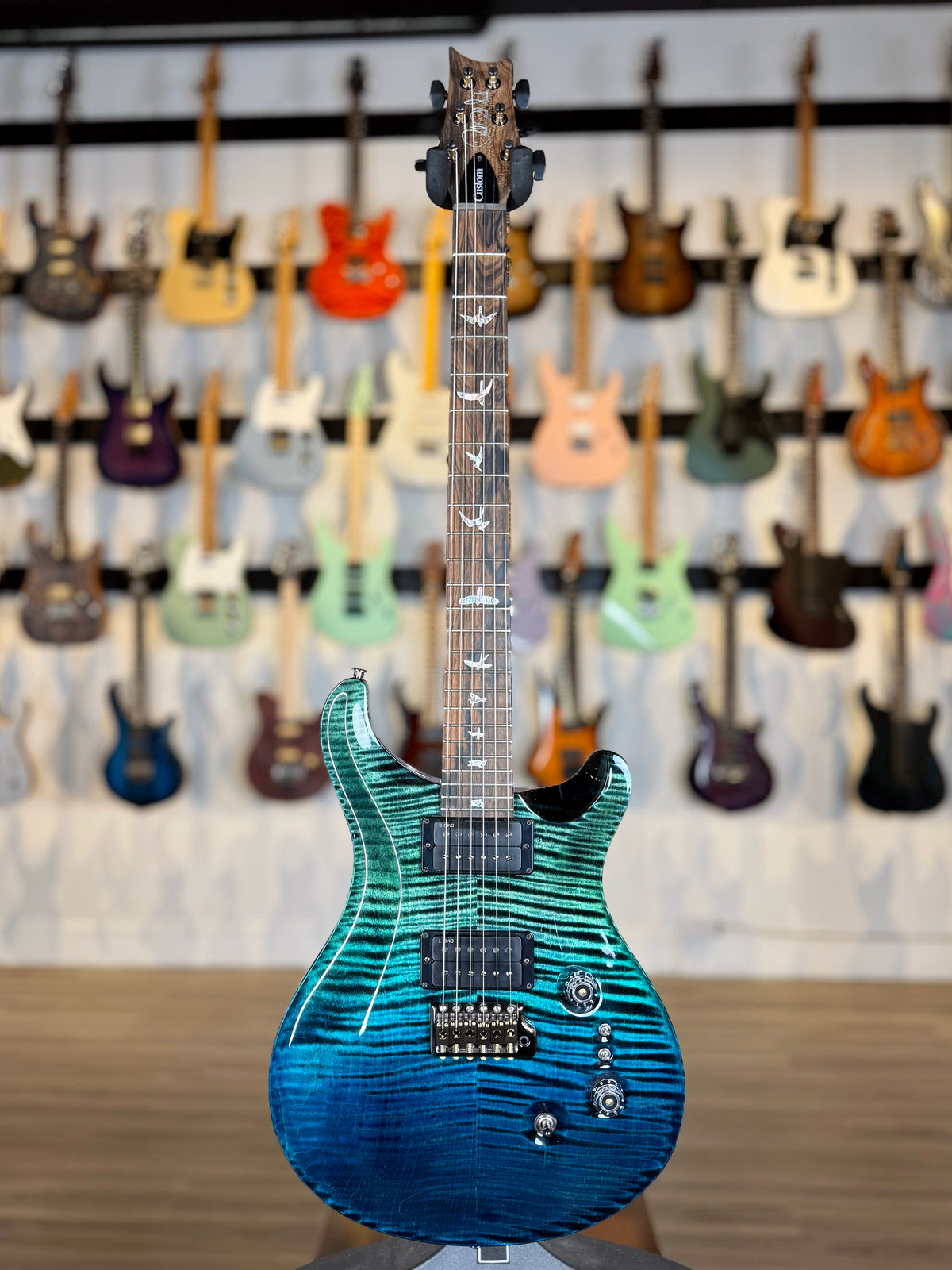 PRS Custom 24-08 DMO Limited Sprayer's Choice Wood Library | Deep Sea Blue Fade/Sparkle Back