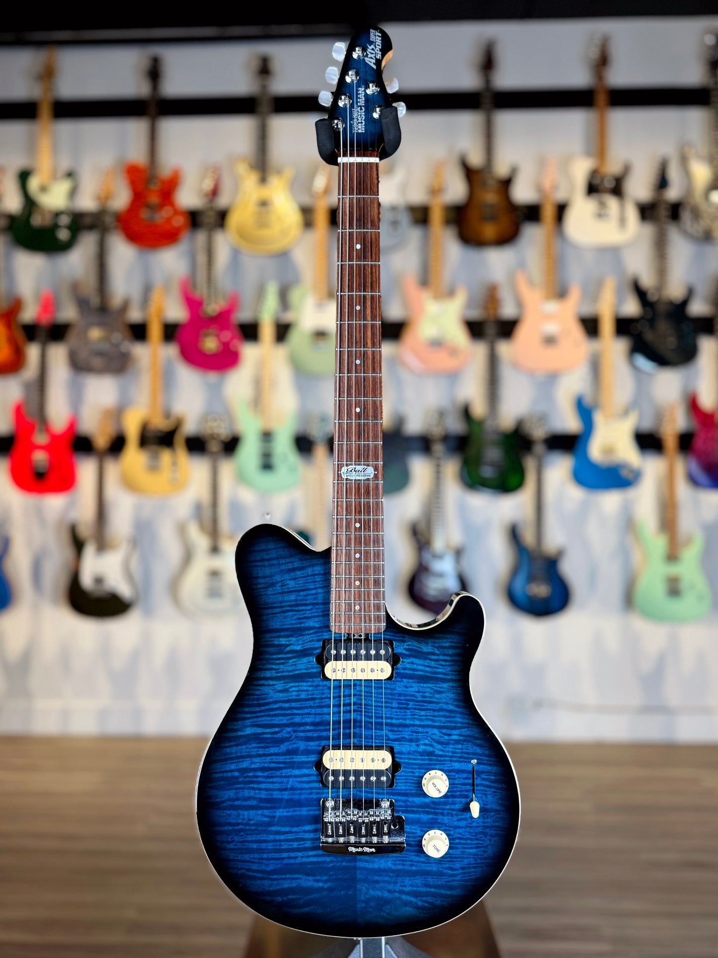 Ernie Ball Music Man Axis Super Sport BFR (Ball Family Reserve) | Translucent Blue Burst (Pre-Owned)