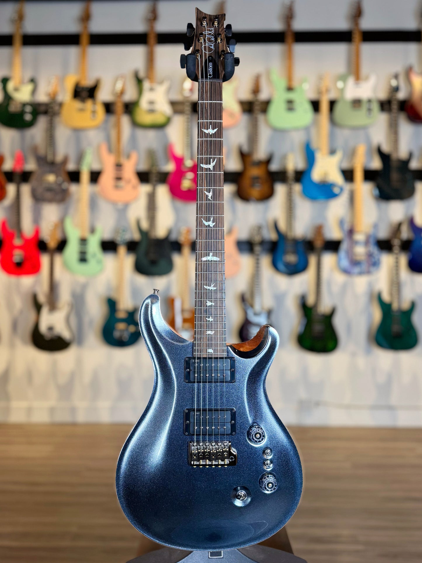 PRS Custom 24-08 Wood Library Sprayer's Choice | Gunmetal Grey Sparkle/Natural Back