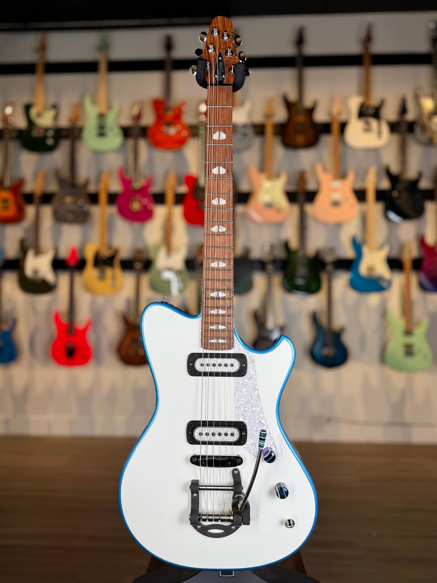 Powers Electric A-Type | Pearl White/Bahama Blue Back