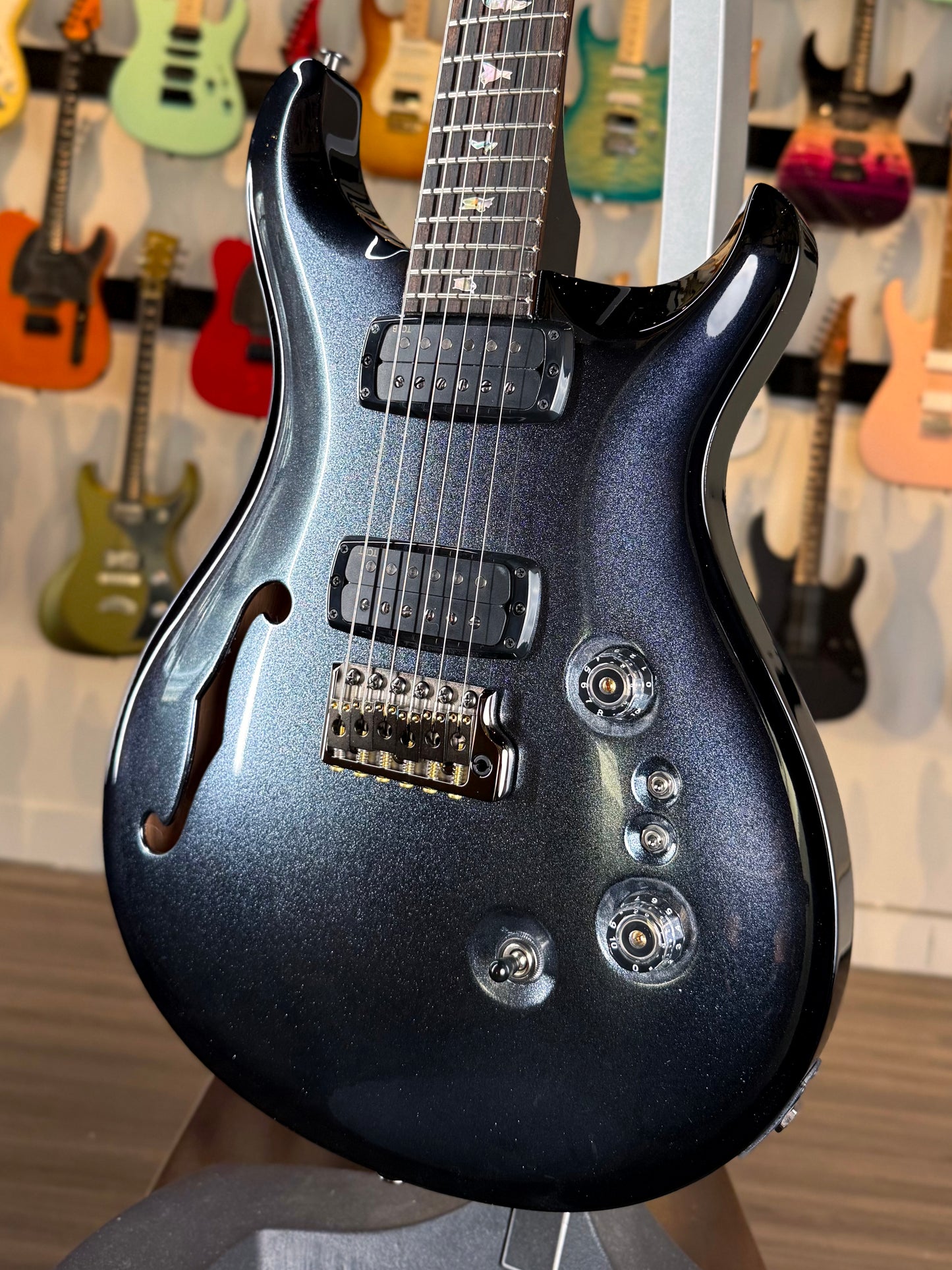 PRS Custom 24-08 Semi-Hollow Sprayer's Choice | Dark Silver Sparkle Smokeburst