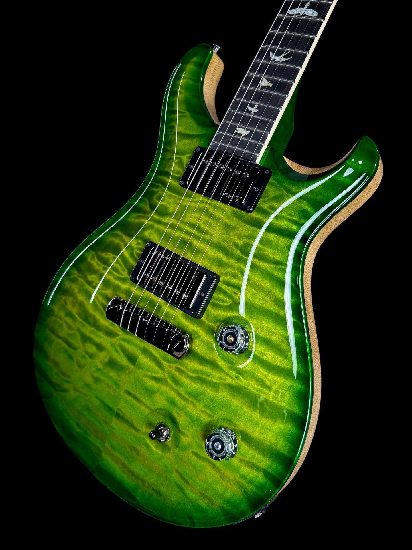 PRS McCarty "10 Top" Wood Library Quilt | Eriza Verde Smokeburst Natural Back
