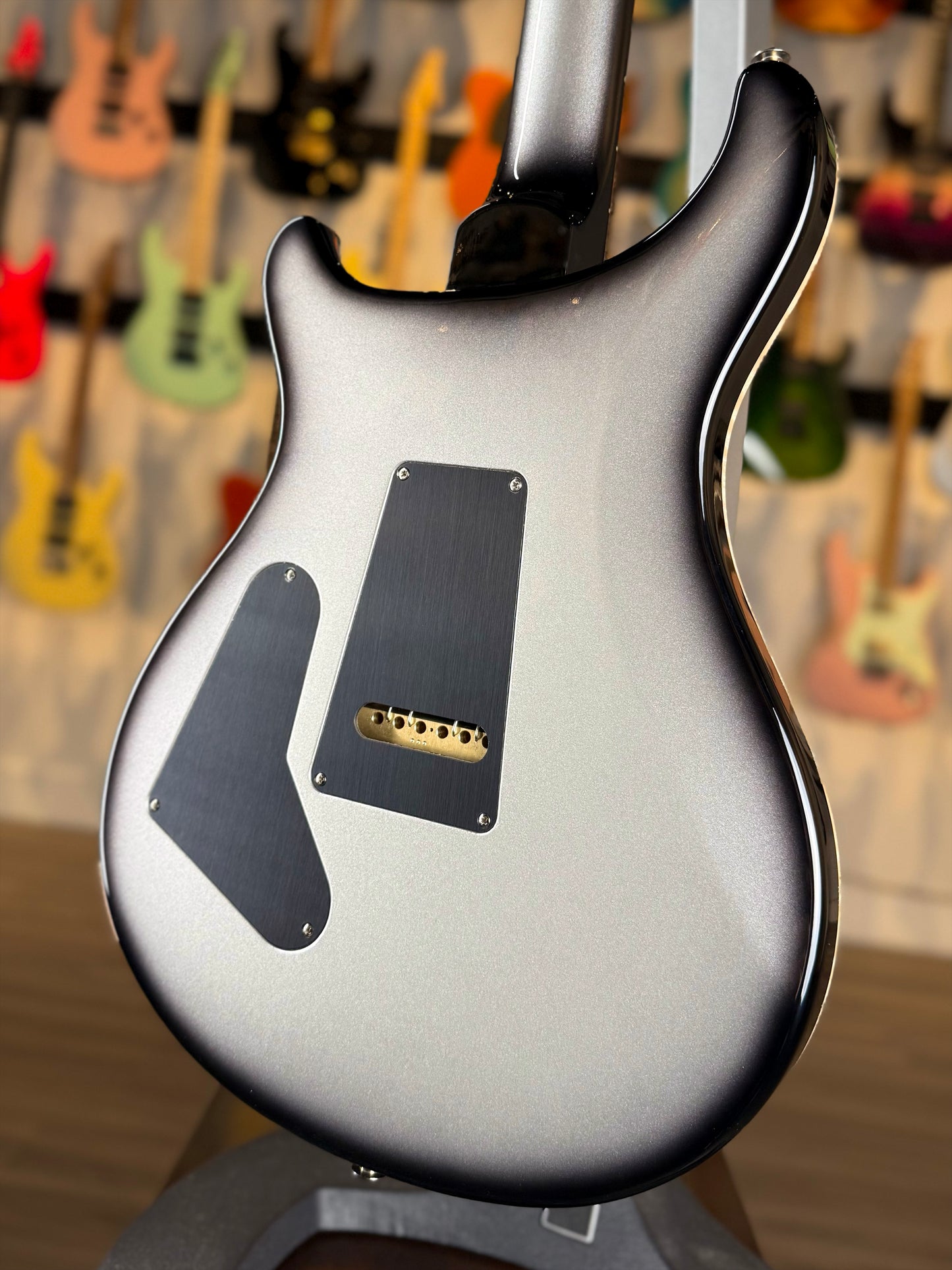 PRS Custom 24-08 Sprayer's Choice | Faded Indigo/Charcoal with Silver Microburst Back