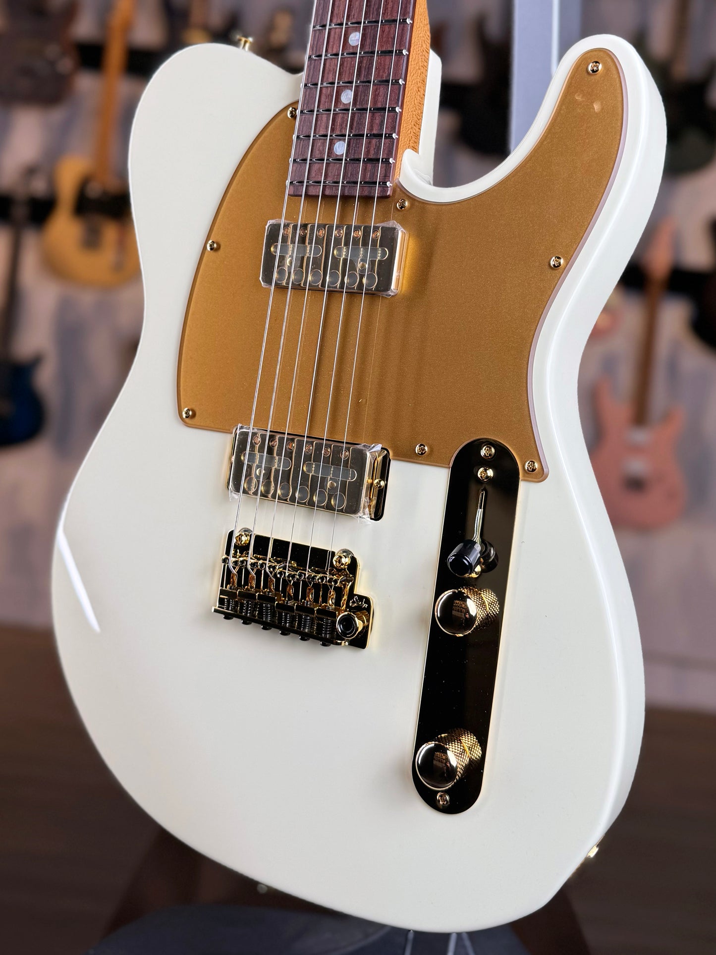 Suhr Mateus Asato Classic T Signature Series | 'MA' White with Lollar Gold Foil Pickups