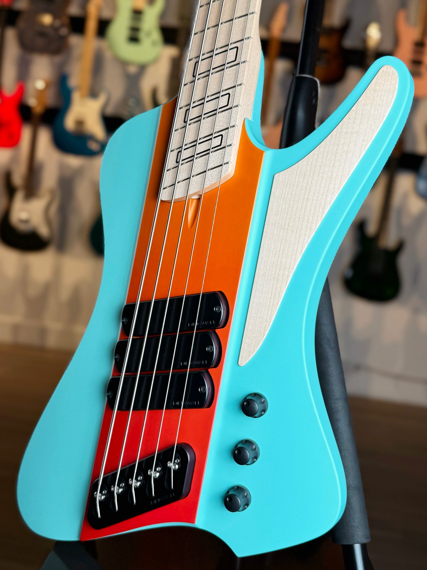 Dingwall Guitars D-Roc Custom 5 String | Pastel Blue/Pink to Orange Fade