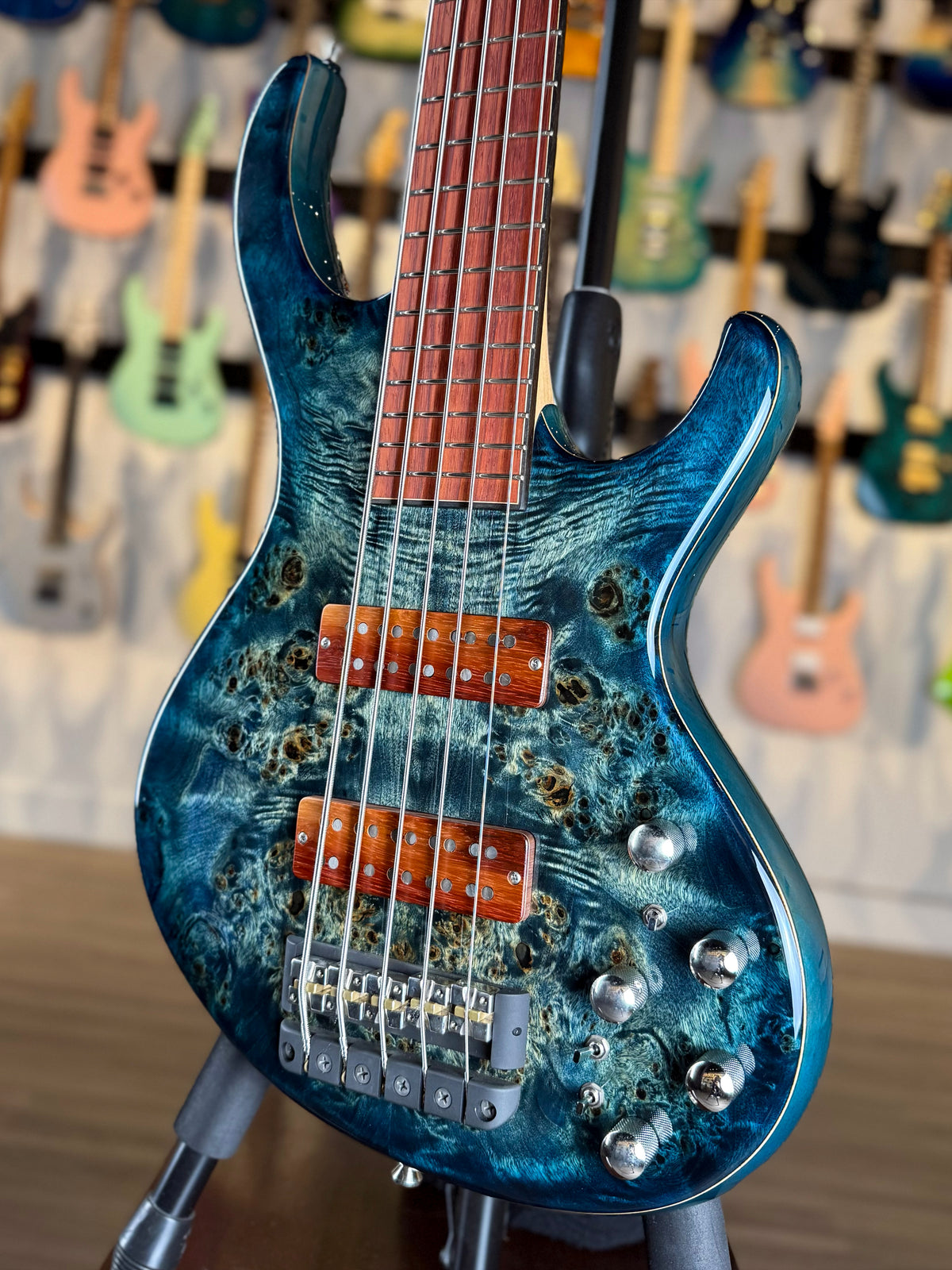 Fibenare Guitars Custom Shop Globe 5 String Bass | Tortoise Blue Gloss