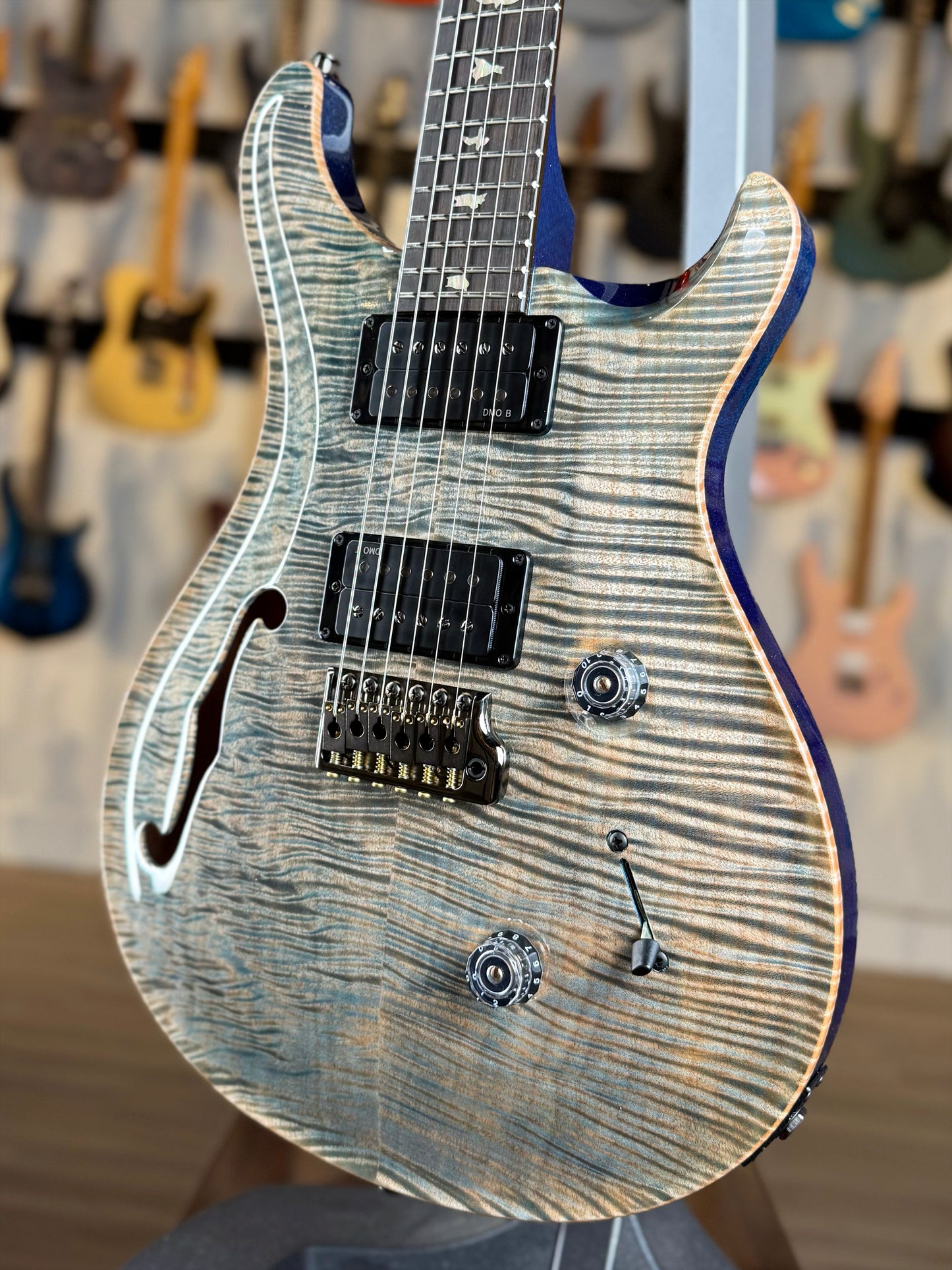PRS Custom 24 Semi-Hollow "Artist Top" Sprayer's Choice | Glacier Mist/Trans Blue Sparkle