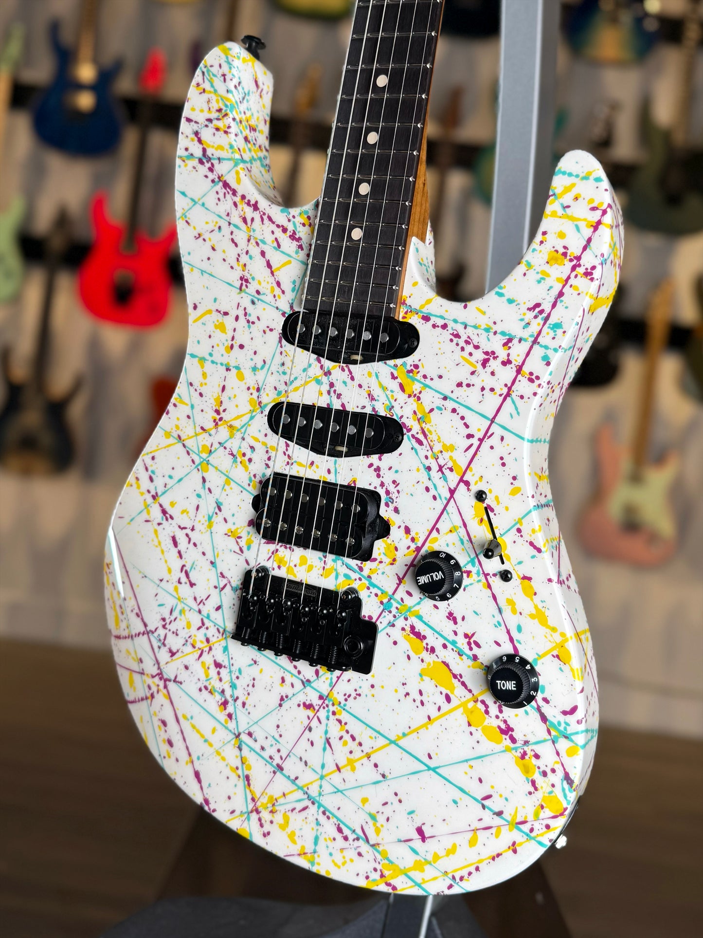 Suhr Modern Custom | White Purple Turquoise Yellow "Jawbreaker" Splatter