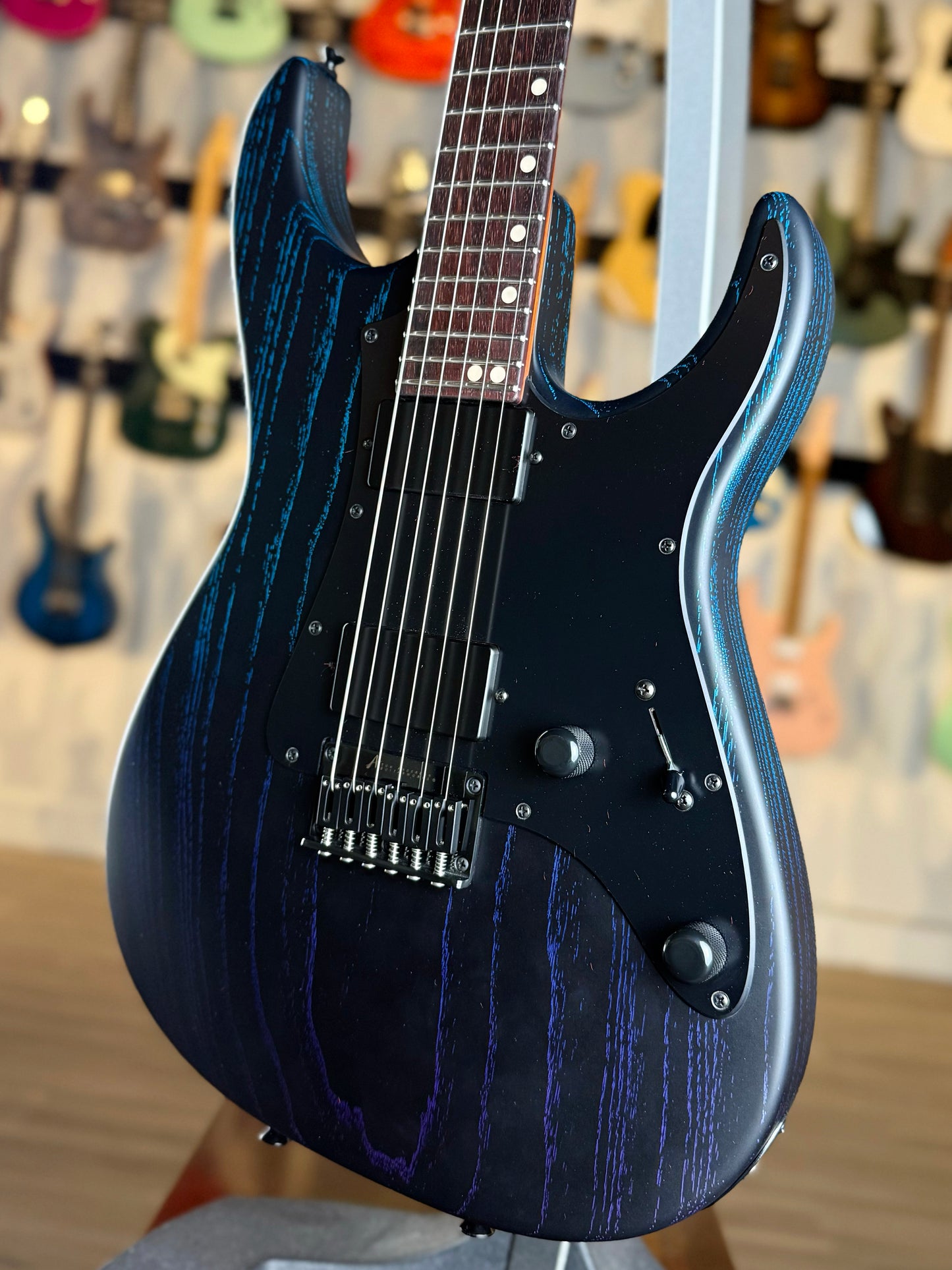 Tom Anderson Guardian Angel Player | Satin Black with Bora to Purple Dog Hair Surf