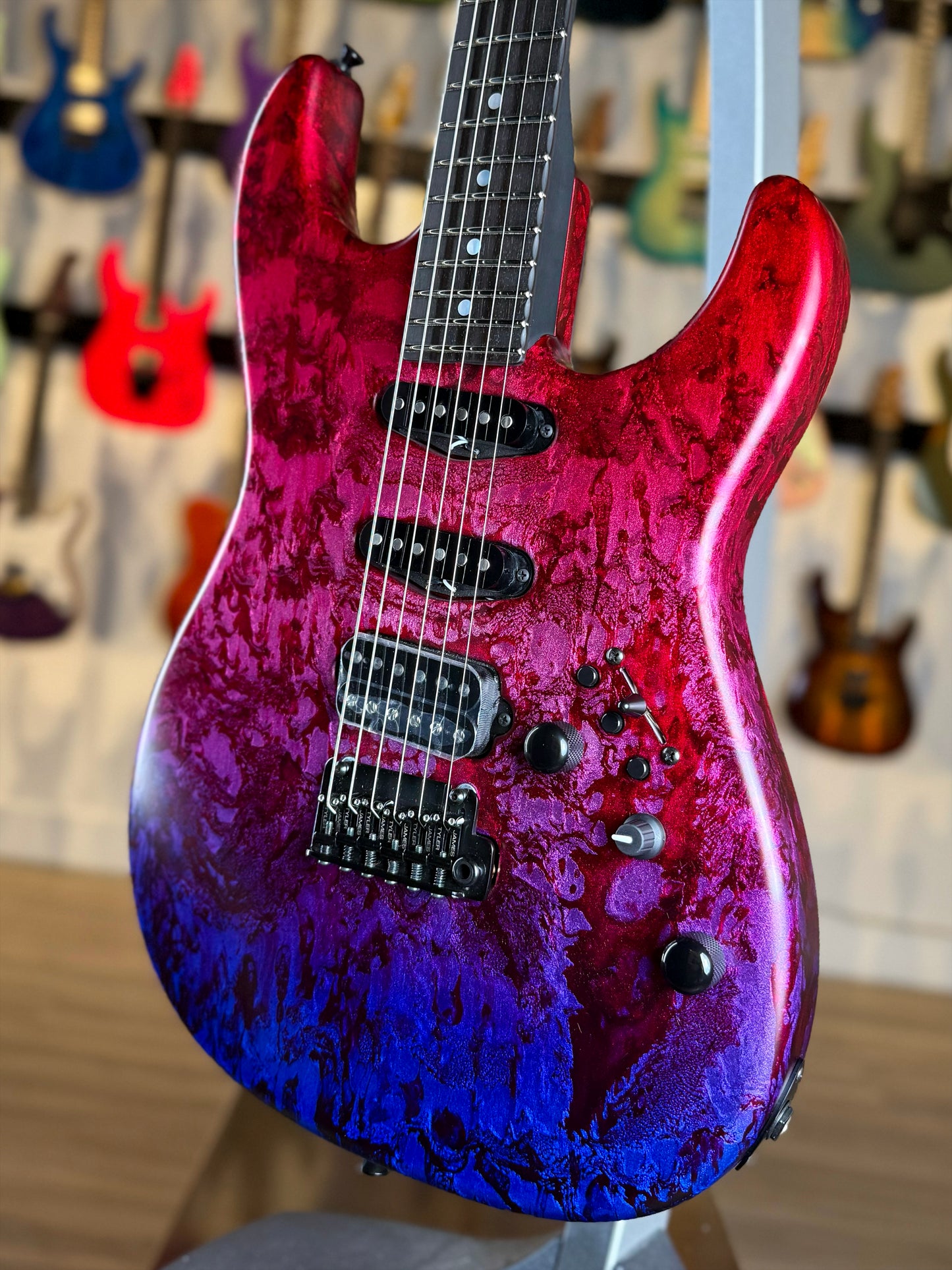 James Tyler Guitars Studio Elite HDX | Mijburst over Cherry Red Shmear