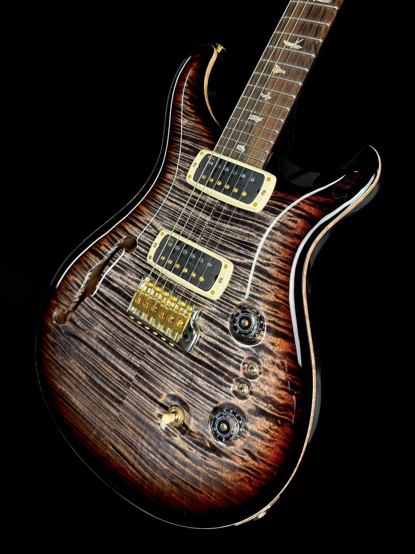 PRS Custom 24-08 Semi-Hollow 40th Anniversary Limited Edition | Charcoal Tri-Color Burst (Pre-Owned)
