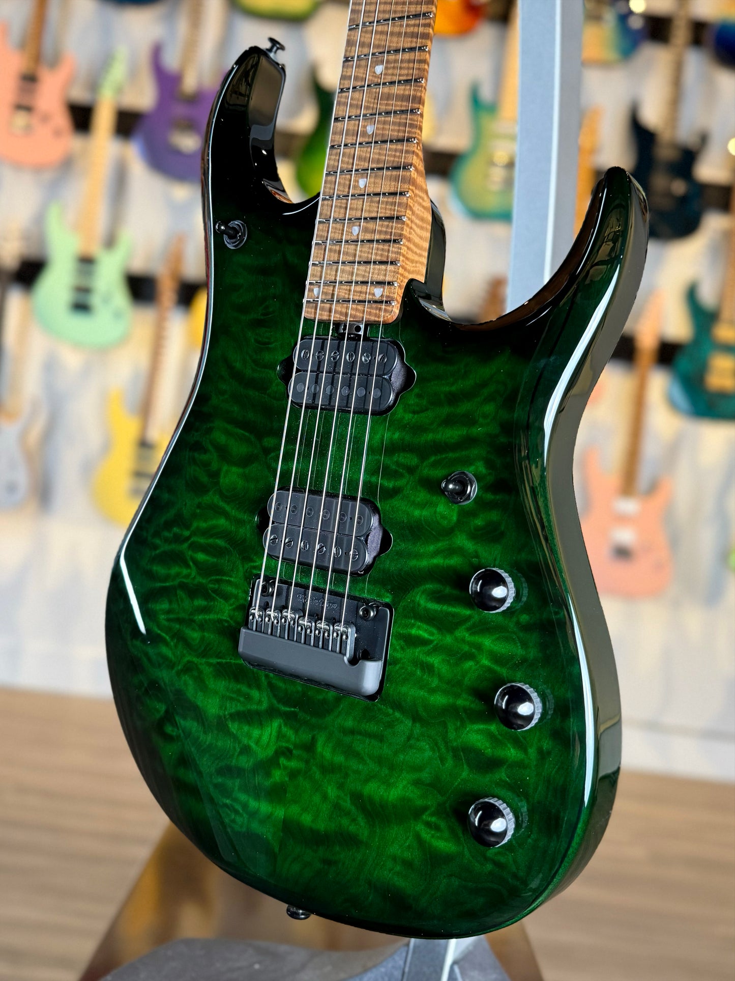 Ernie Ball Music Man JP15 Quilt | Green Tiger Eye