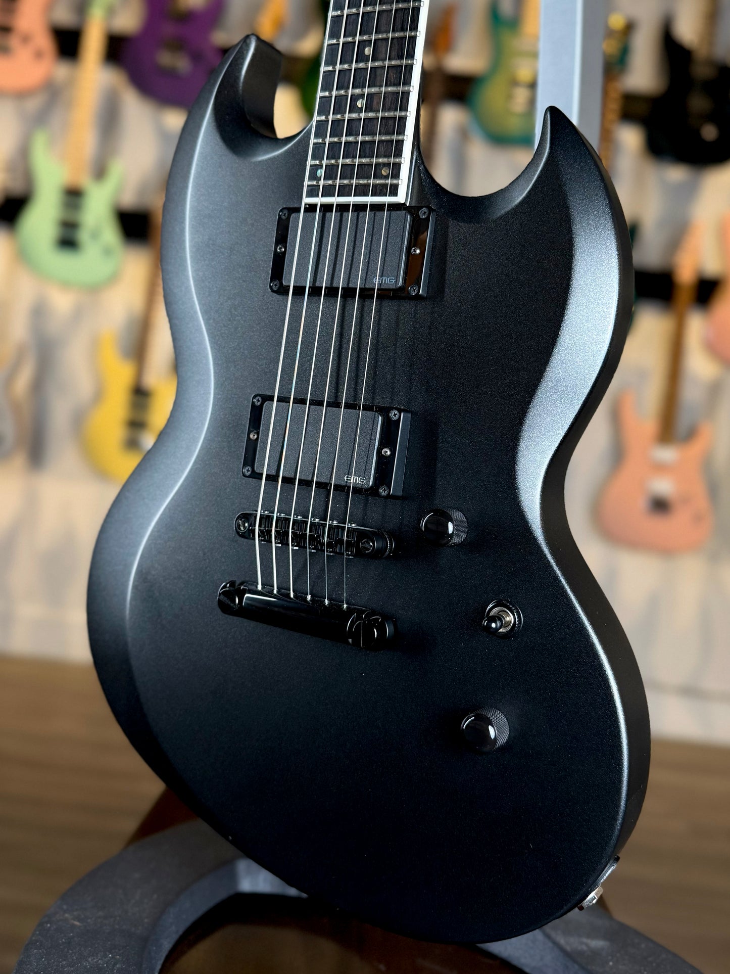 ESP E-II Viper Baritone | Charcoal Metallic Satin