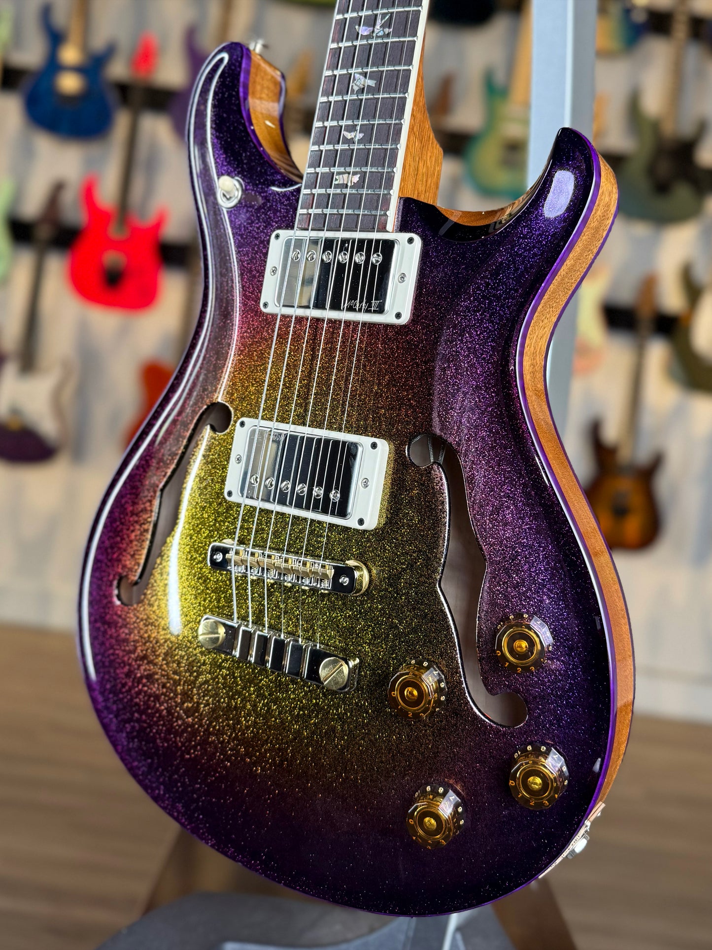 PRS McCarty 594 Hollowbody II Sprayer's Choice | Purple Gold Sunset Burst Sparkle
