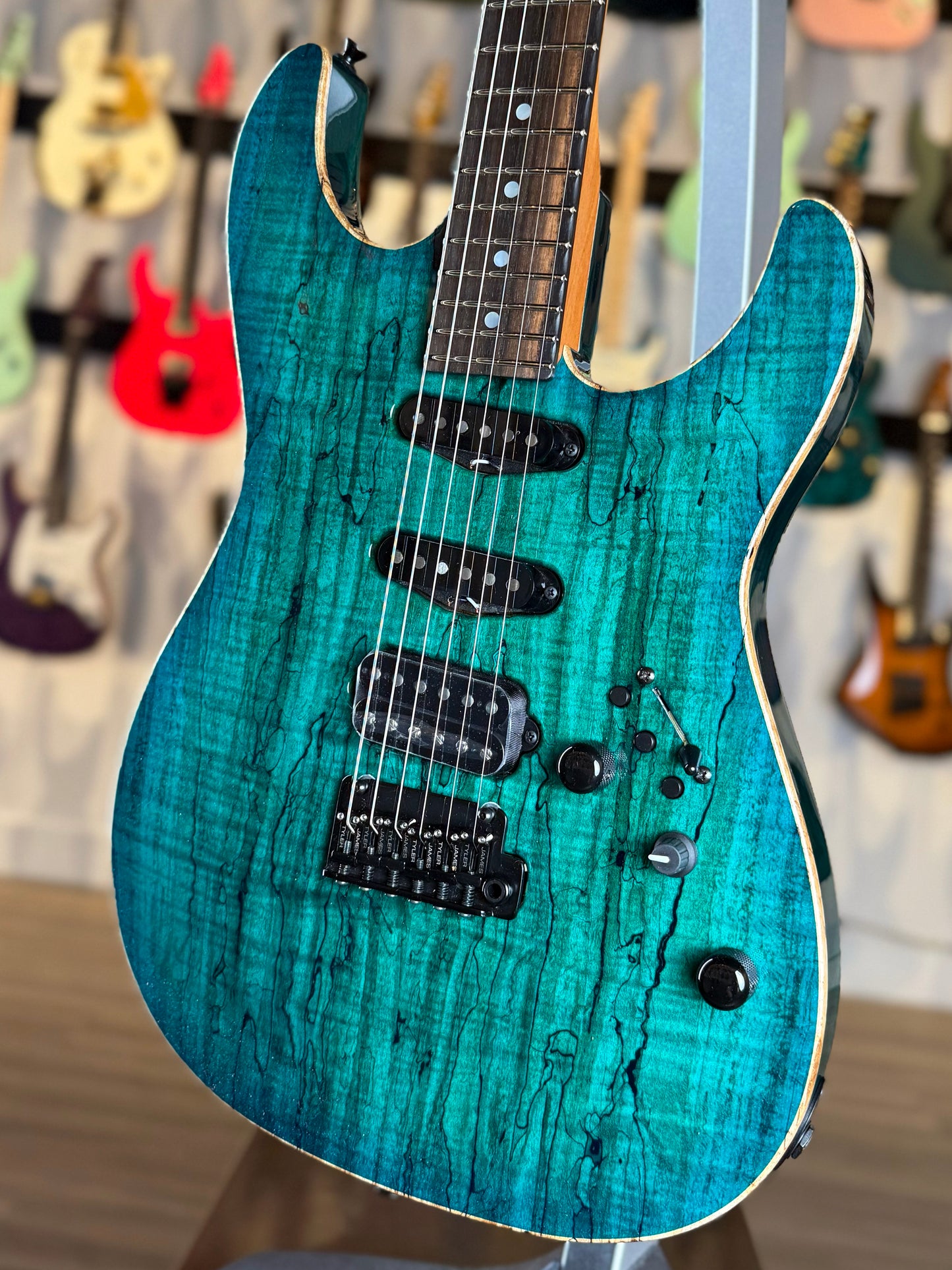 James Tyler Guitars Studio Elite HDX | Spalted Maple Transparent Teal Burst