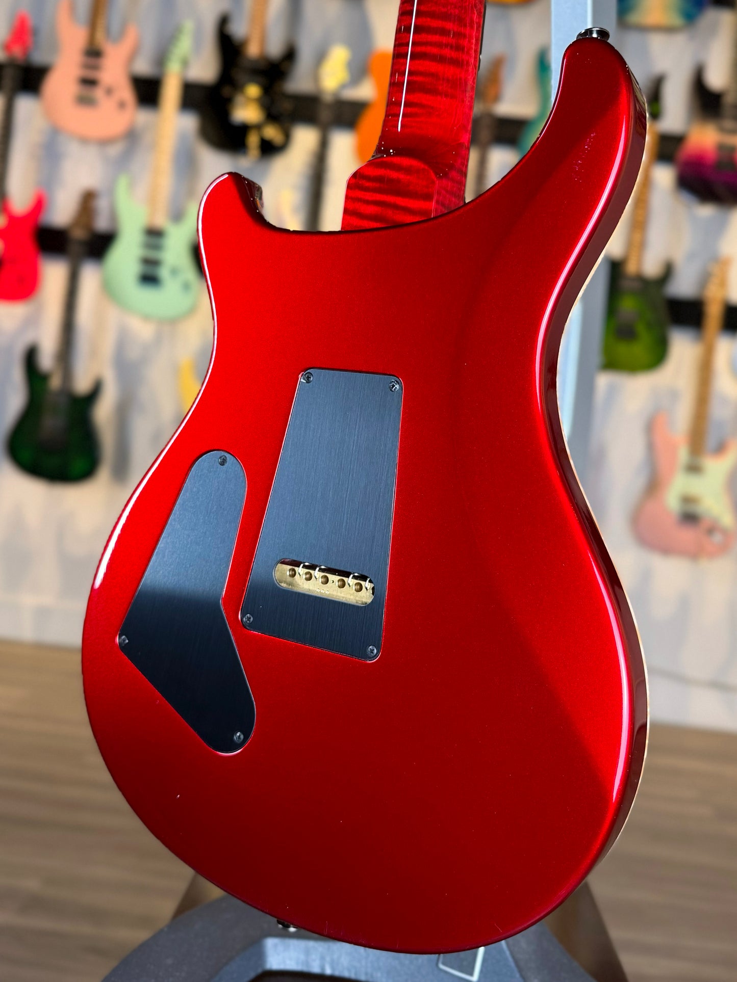 PRS Custom 24 "Artist Top" Wood Library Quilt | Red Tiger/Jewel Apple Metallic Back