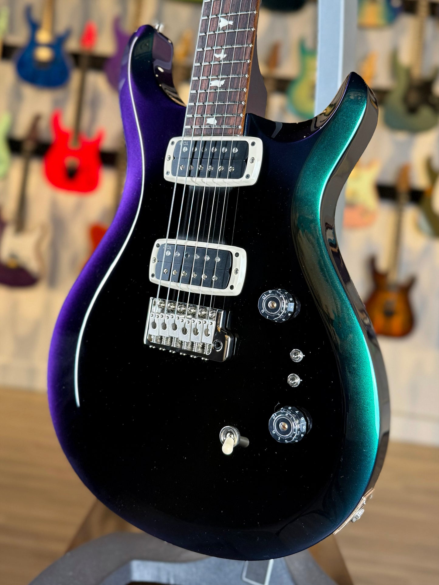 PRS S2 Custom 24-08 Sprayer's Choice | Green to Purple Teardrop Burst Colorshift