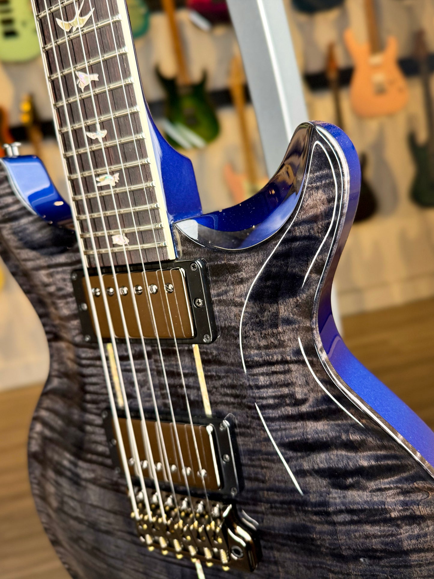 PRS Santana Retro Sprayer's Choice | Charcoal Blue Top/Deep Blue Back