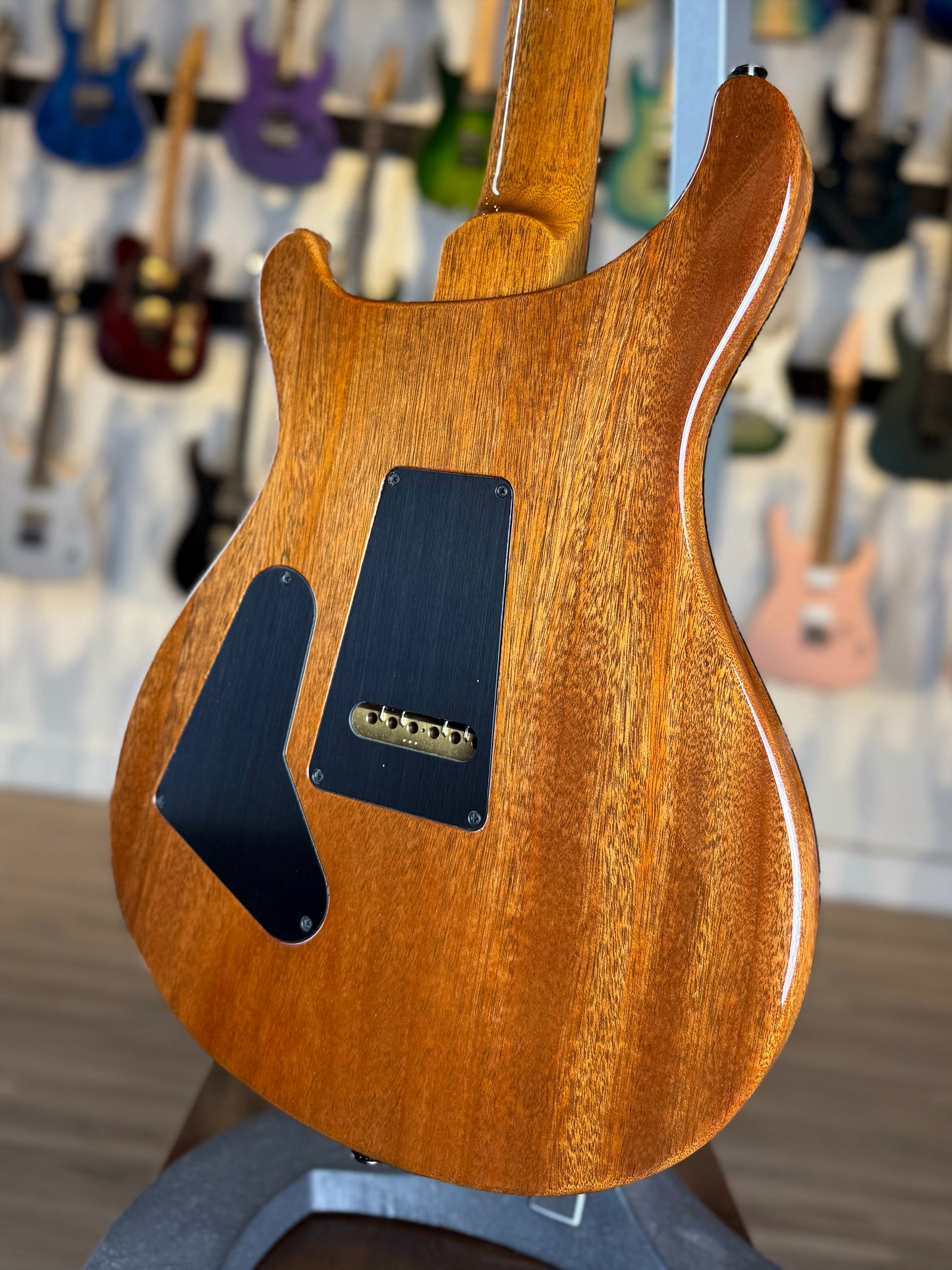 PRS Custom 24 "10 Top" Wood Library Quilt | Charcoal Purple Smokeburst Natural Back