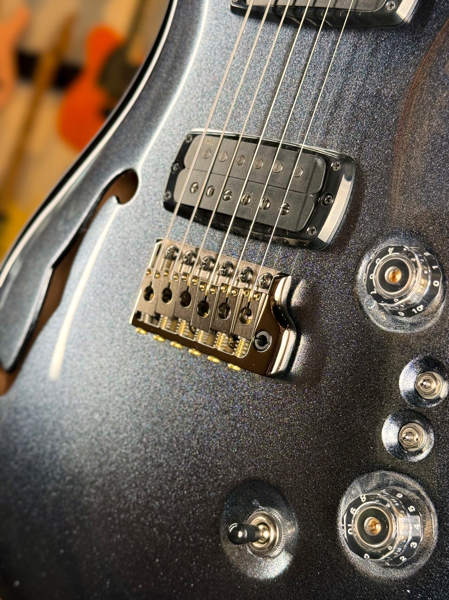 PRS Custom 24-08 Semi-Hollow Sprayer's Choice | Dark Silver Sparkle Smokeburst