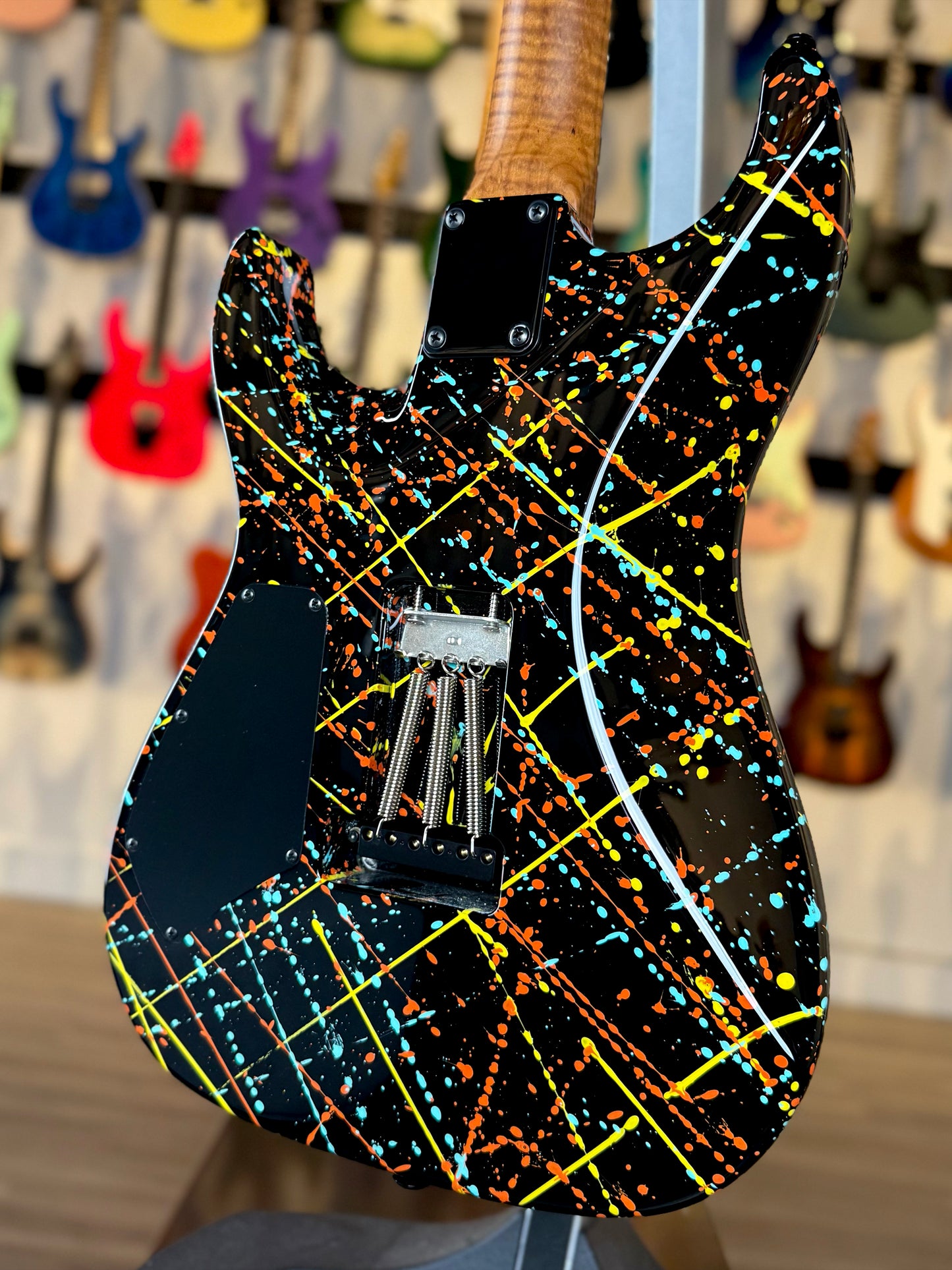 Suhr Standard Custom | Black Orange Blue Yellow "Jawbreaker" Splatter
