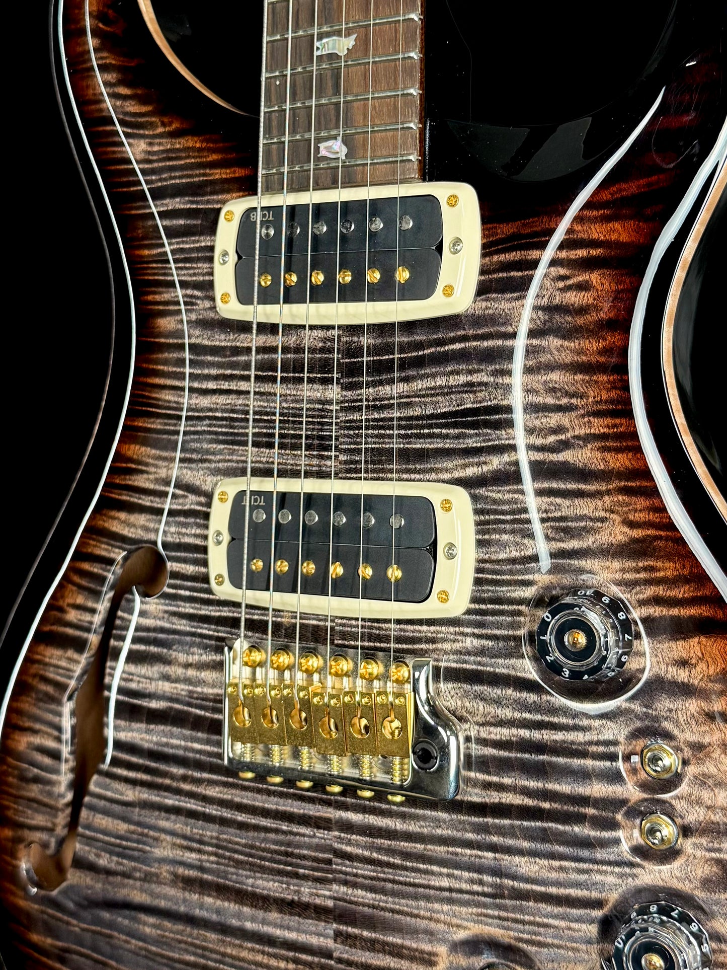 PRS Custom 24-08 Semi-Hollow 40th Anniversary Limited Edition | Charcoal Tri-Color Burst (Pre-Owned)