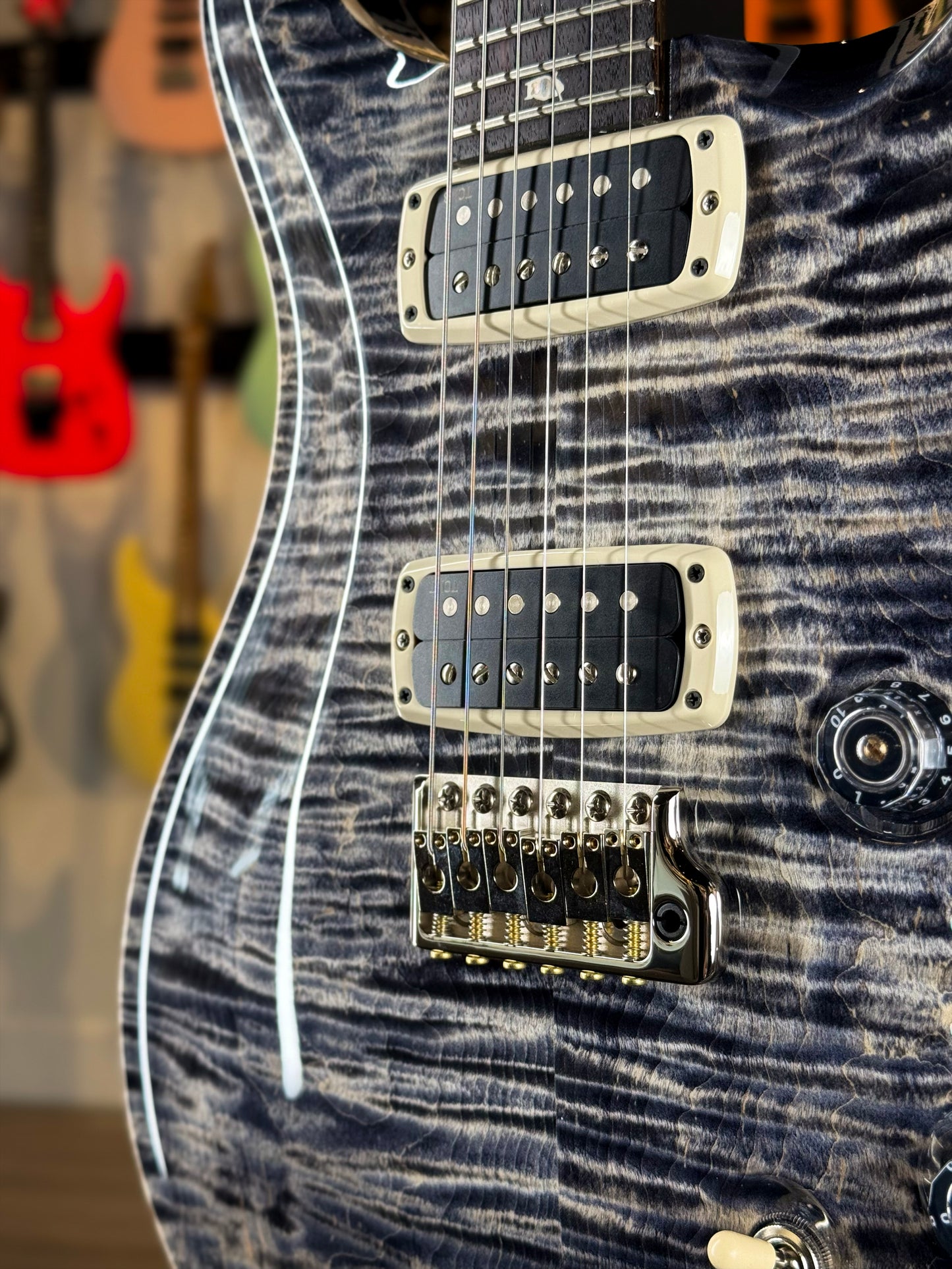 PRS Custom 24-08 Sprayer's Choice | Faded Indigo/Charcoal with Silver Microburst Back