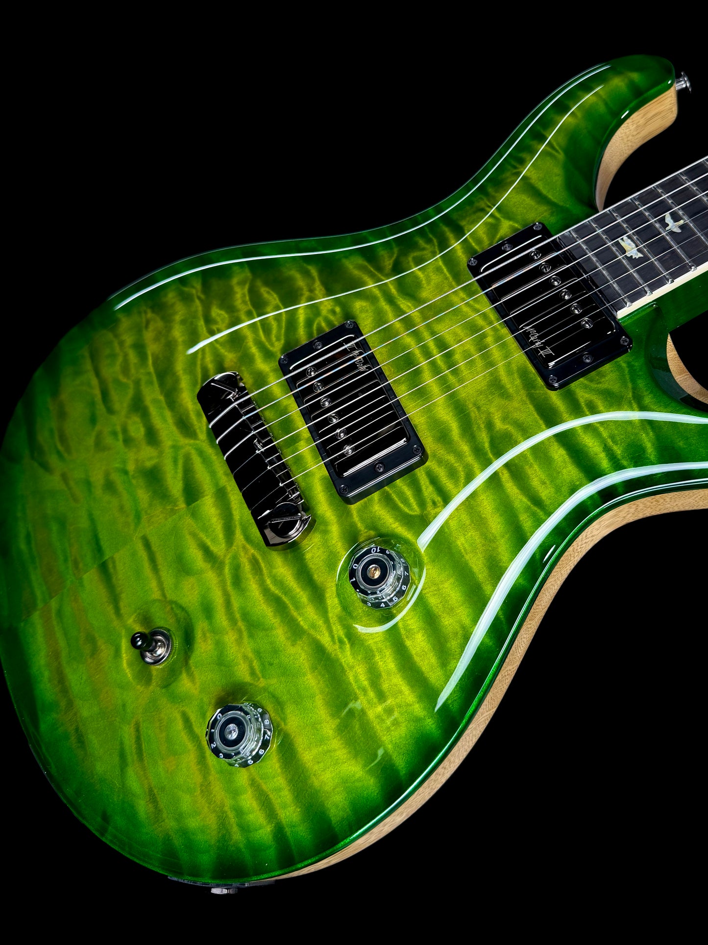 PRS McCarty "10 Top" Wood Library Quilt | Eriza Verde Smokeburst Natural Back