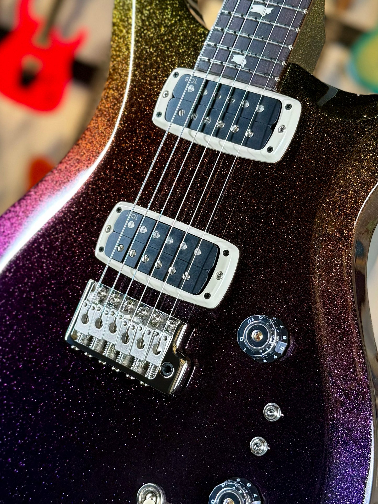 PRS S2 Custom 24-08 Sprayer's Choice | Purple to Gold Sparkle Fade