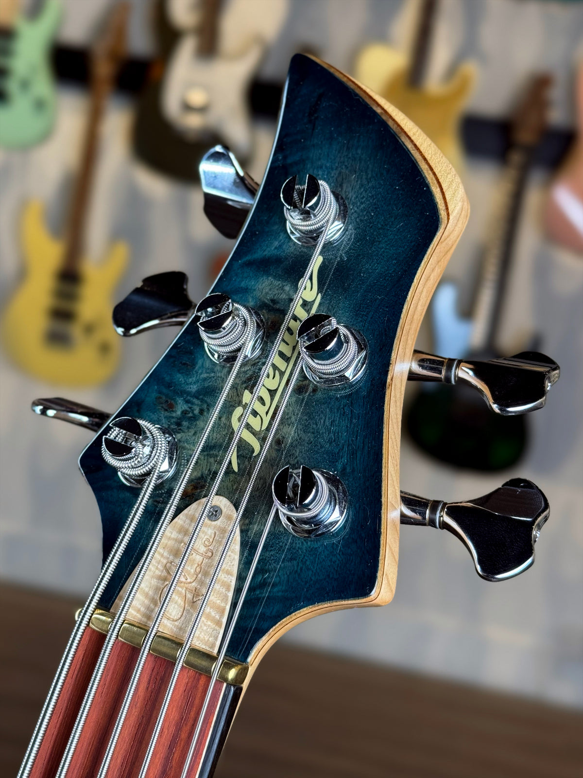 Fibenare Guitars Custom Shop Globe 5 String Bass | Tortoise Blue Gloss