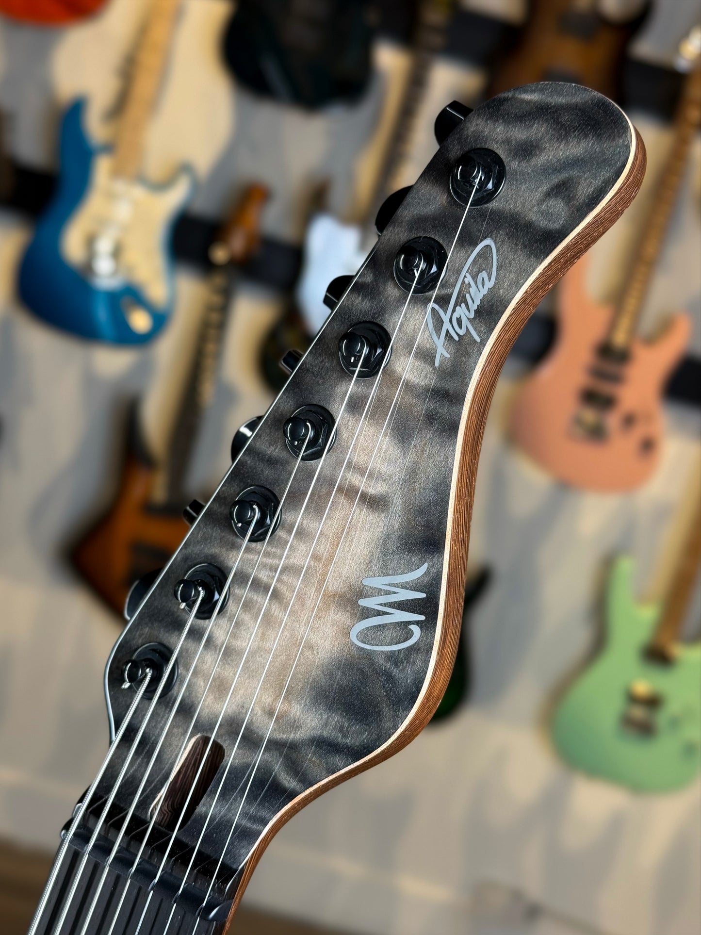 Mayones Aquila Elite S 7 B26.5 | Trans Natural Fade Graphite Burst Out Gloss
