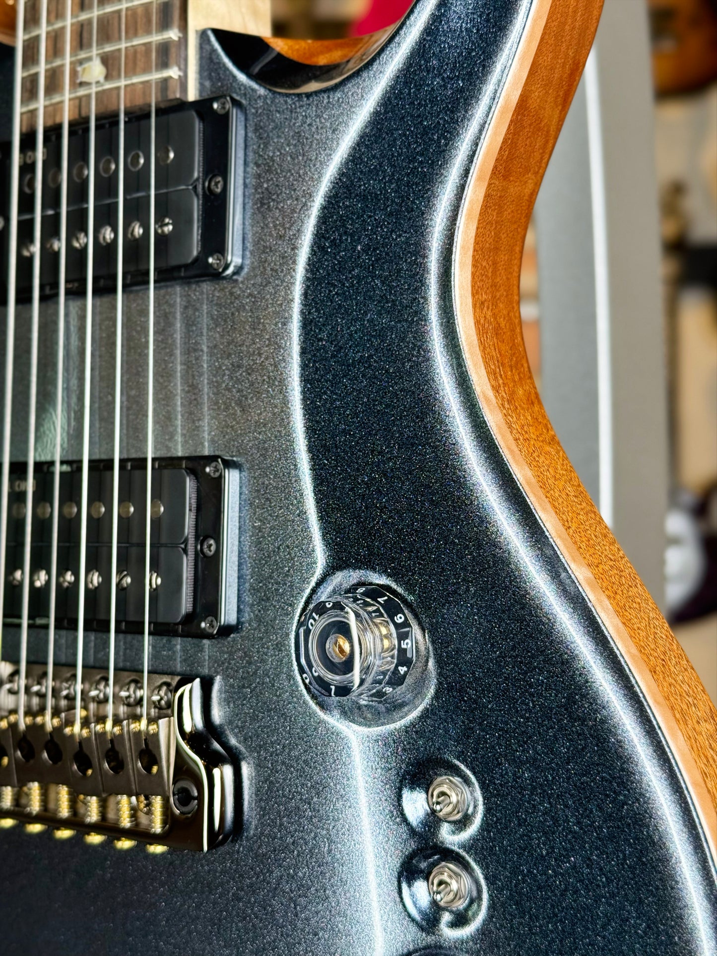 PRS Custom 24-08 Wood Library Sprayer's Choice | Gunmetal Grey Sparkle/Natural Back