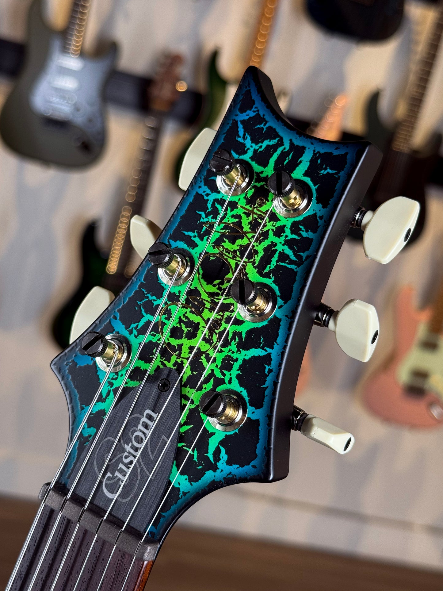 PRS S2 Custom 24 Sprayer's Choice | Neon Green/Blue Crackle Burst
