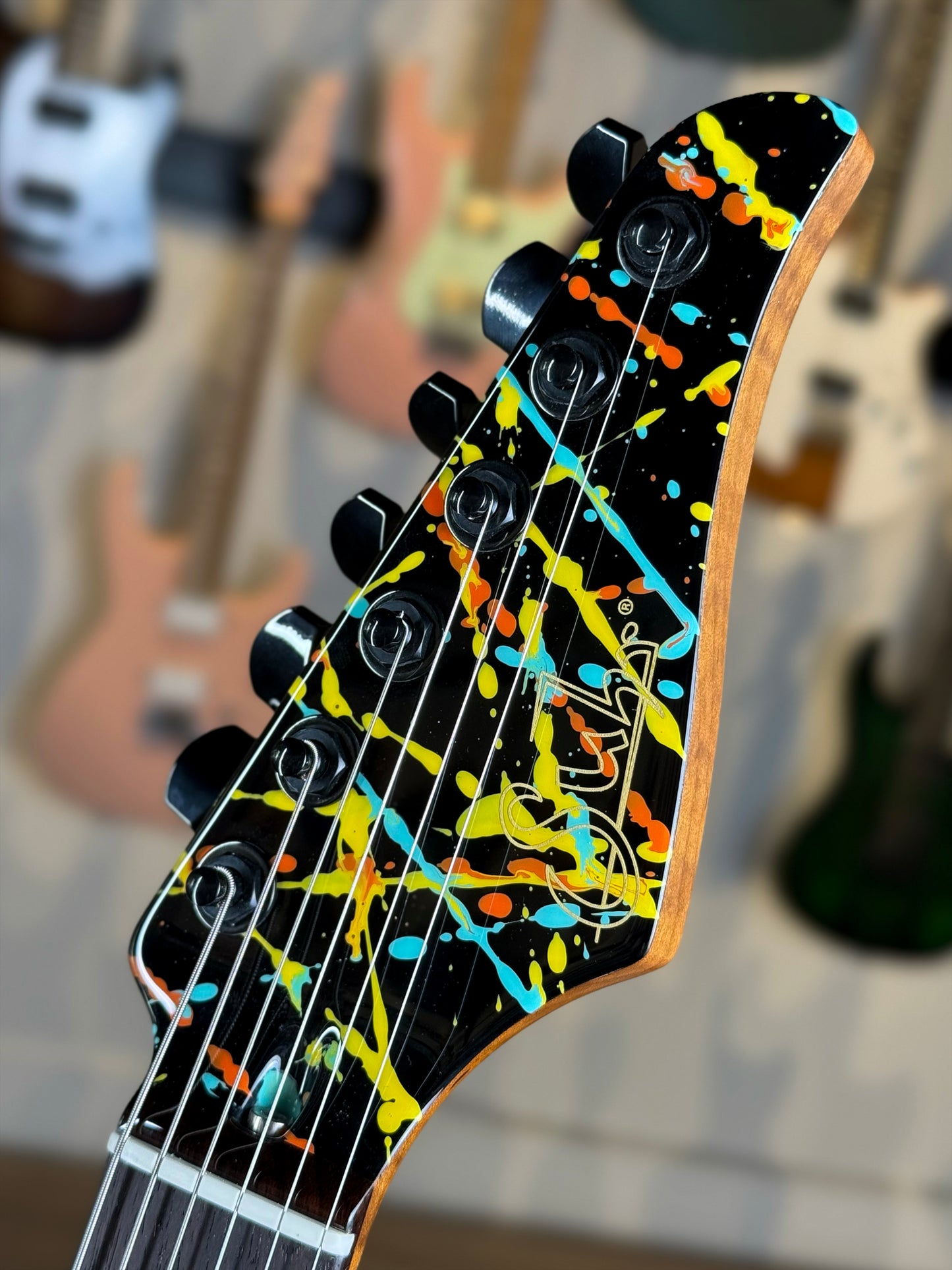Suhr Standard Custom | Black Orange Blue Yellow "Jawbreaker" Splatter