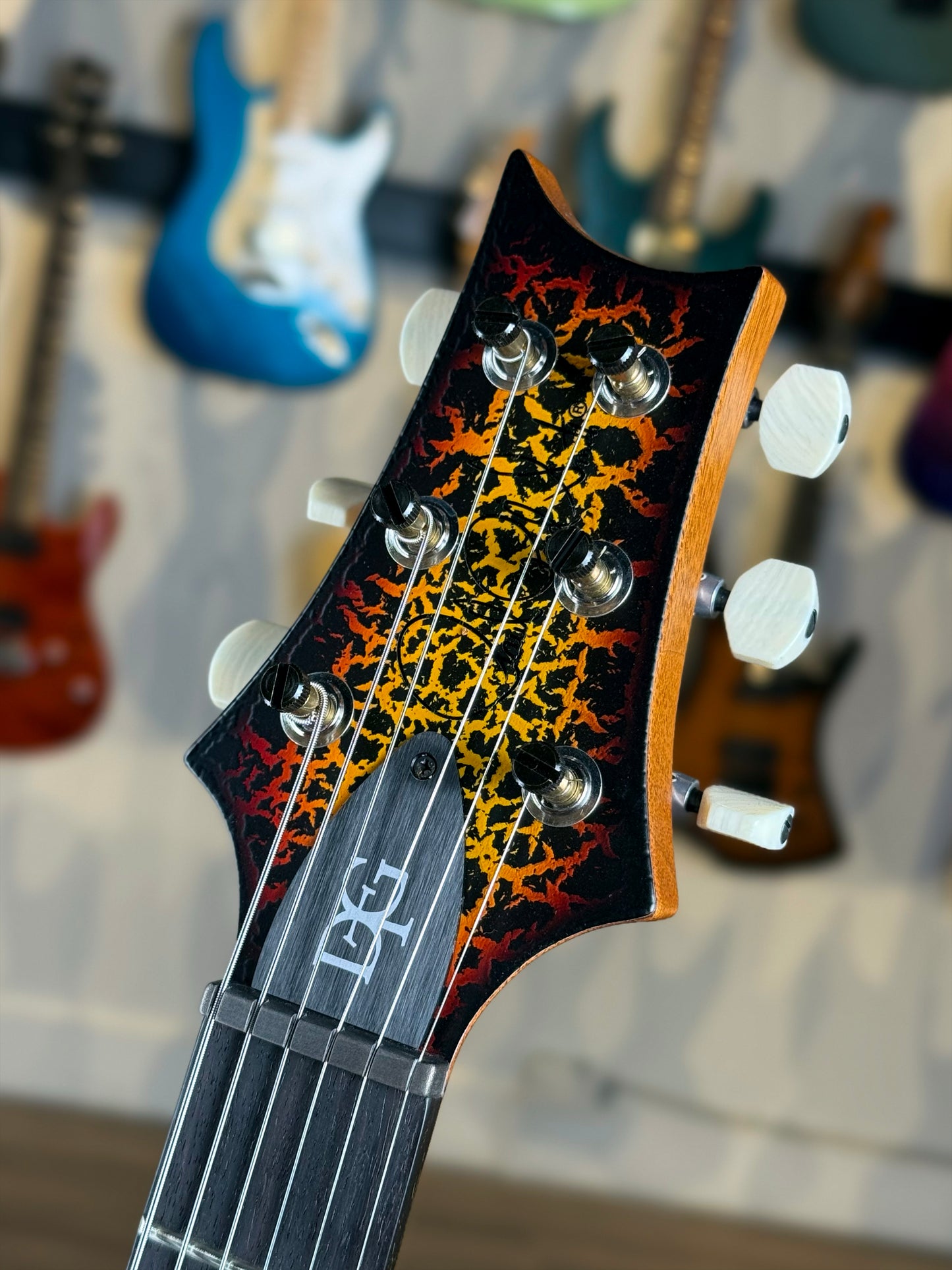 PRS DGT Semi-Hollow Sprayer's Choice | Satin Orange/Yellow Sunburst Crackle/Natural Back