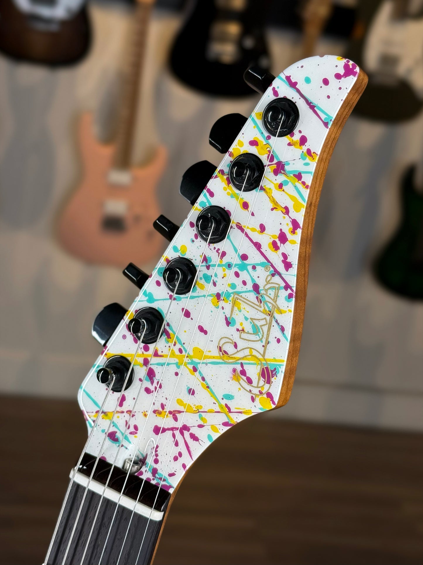 Suhr Modern Custom | White Purple Turquoise Yellow "Jawbreaker" Splatter