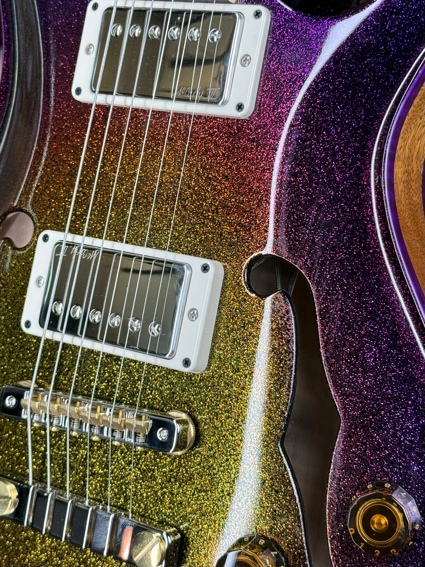 PRS McCarty 594 Hollowbody II Sprayer's Choice | Purple Gold Sunset Burst Sparkle