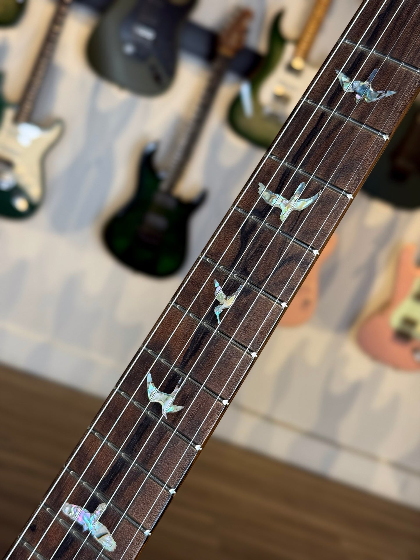 PRS Custom 24 "10 Top" Wood Library Quilt | Charcoal Purple Smokeburst Natural Back