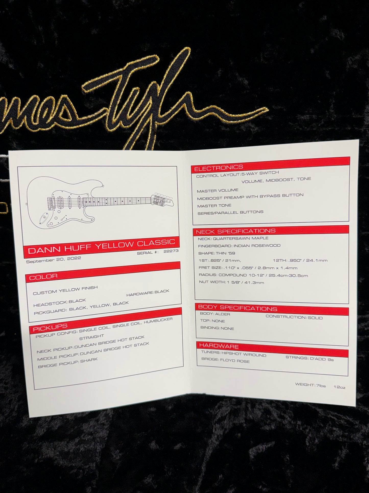 James Tyler Guitars Dann Huff Classic | Yellow (Pre-Owned)