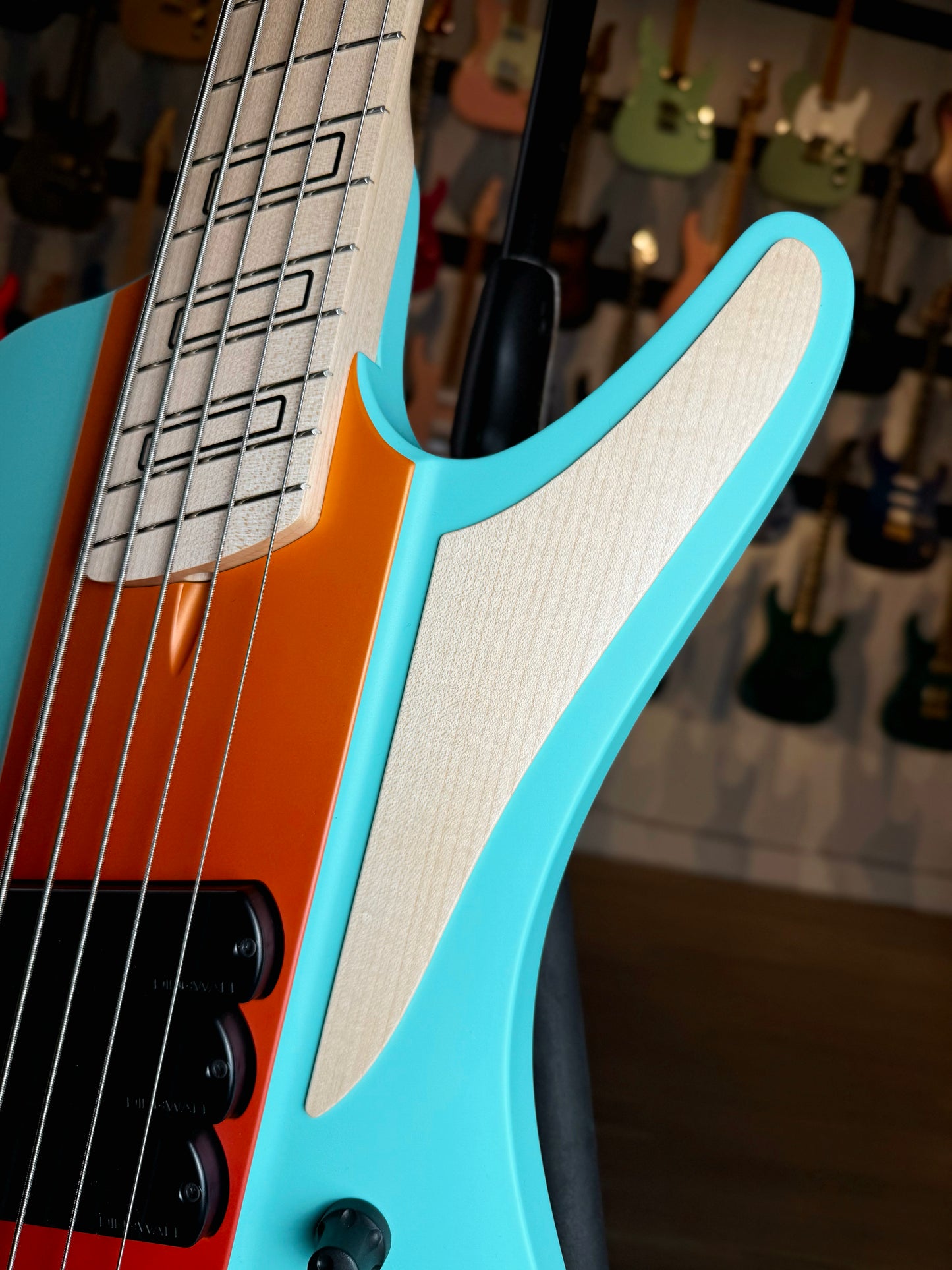 Dingwall Guitars D-Roc Custom 5 String | Pastel Blue/Pink to Orange Fade
