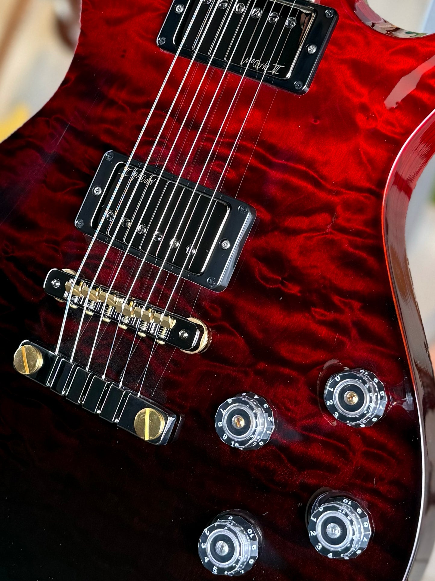 PRS McCarty 594 Singlecut Wood Library Sprayer's Choice | Fire Red to Black Fade