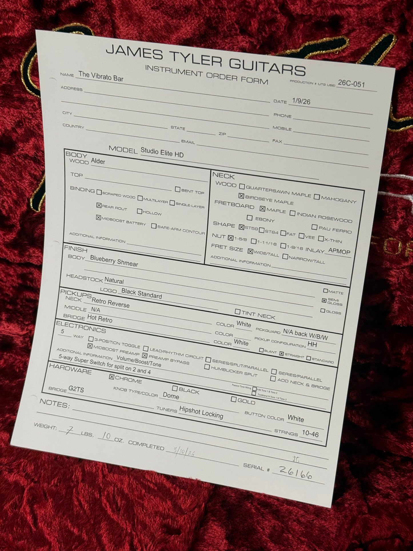 James Tyler Guitars Studio Elite HD | Blueberry Shmear