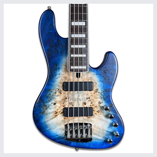 Mayones Jabba Mala Due 5 Federico Malaman Signature 5 String | Natural Fade Blue Burst Out
