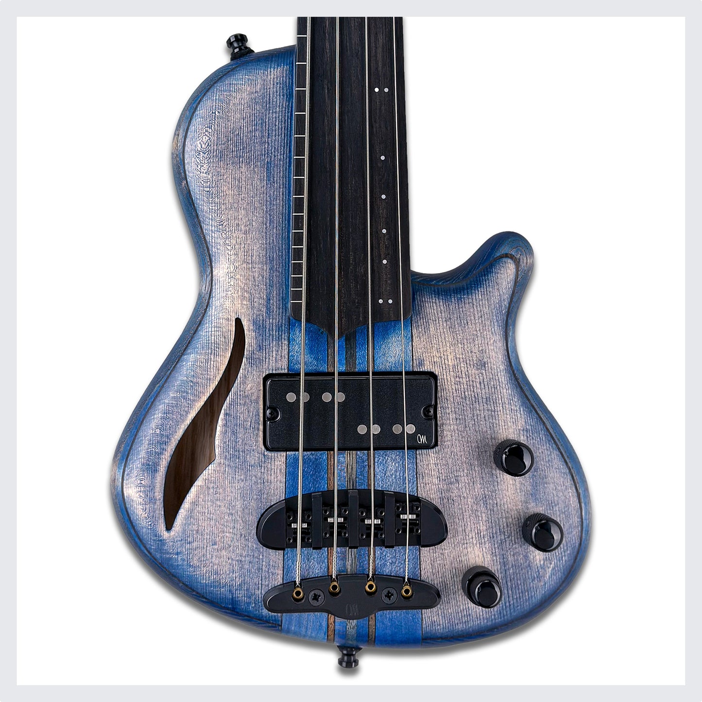 Mayones Cali 4 Fretless | Custom Trans Blue Spruce
